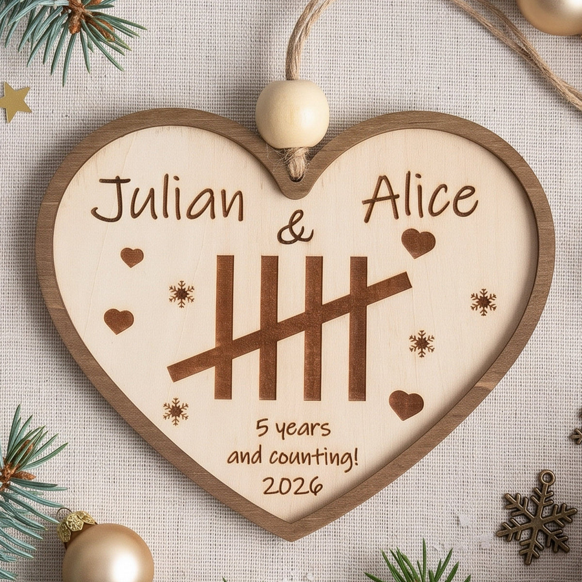 Personalized Anniversary Ornament for Couples Christmas Tree B46