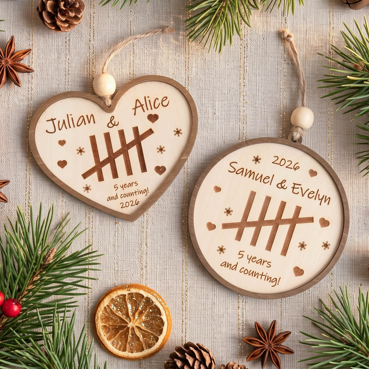 Personalized Anniversary Ornament for Couples Christmas Tree B46