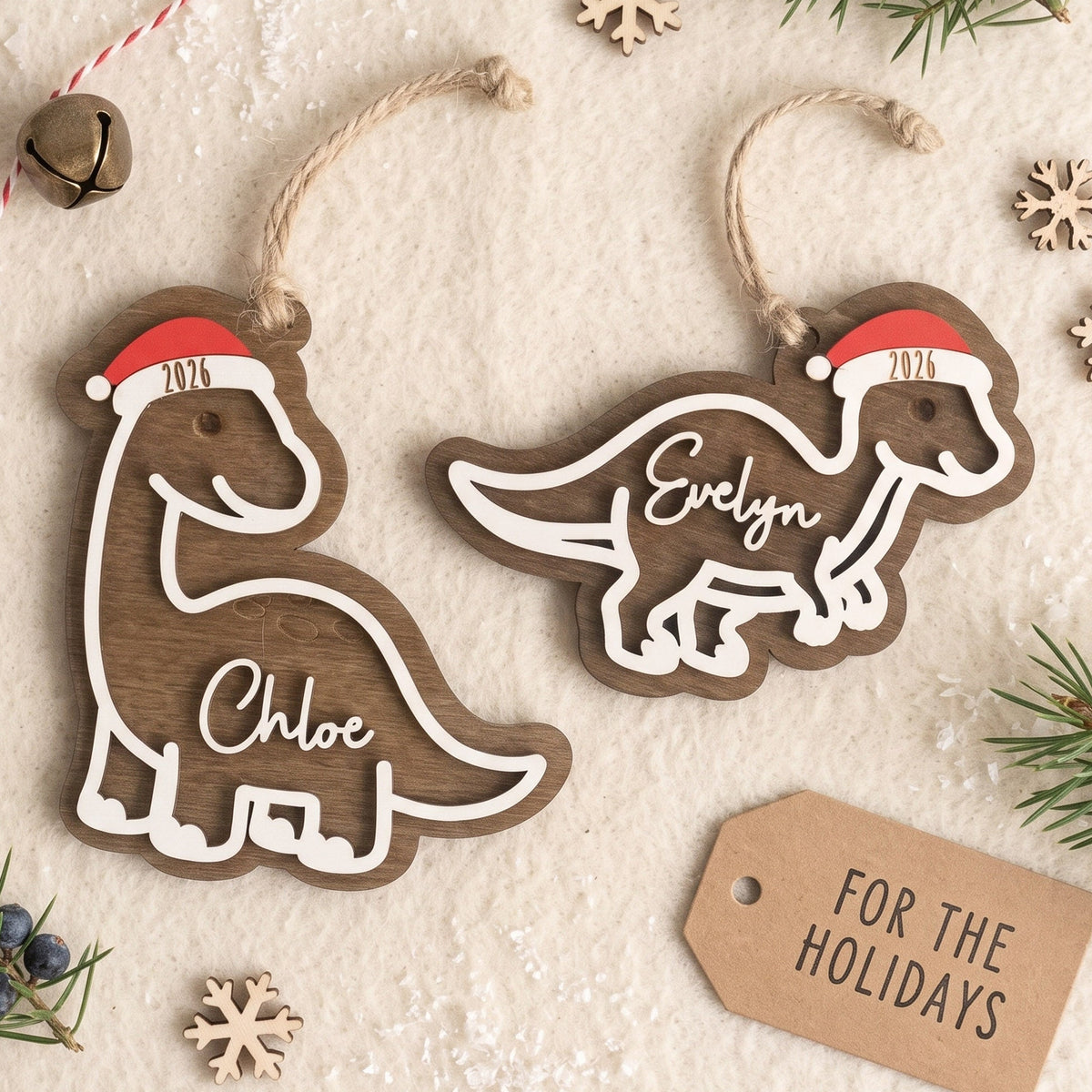 Personalized Kids Christmas Ornament Wood and Baby Tree Decor B45