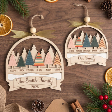 Family Trees Ornament Wood, Christmas Tree Ornament Decor B71