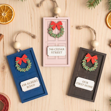 First Home Ornament Wood and Wooden Door Ornament for Tree B54