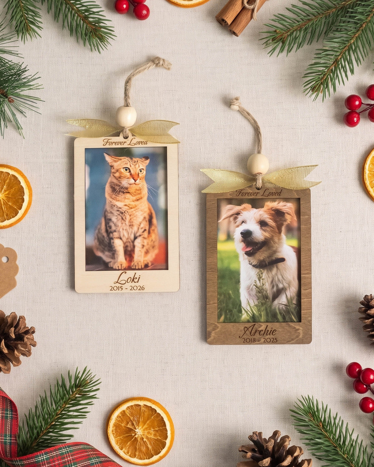 Pet Photo Ornament Wood, Custom Pet Photo Ornament for Tree B74
