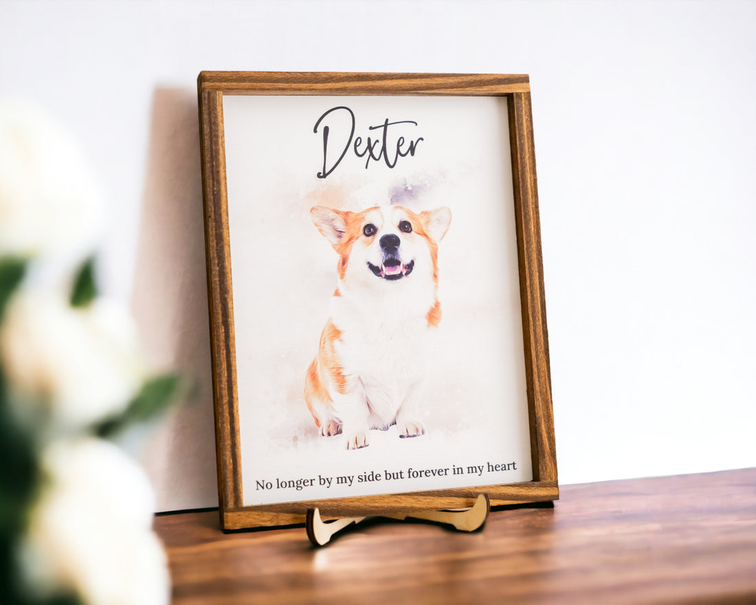Pet Memorial Photo Sign for Bohemian Table Decor and Remembrance