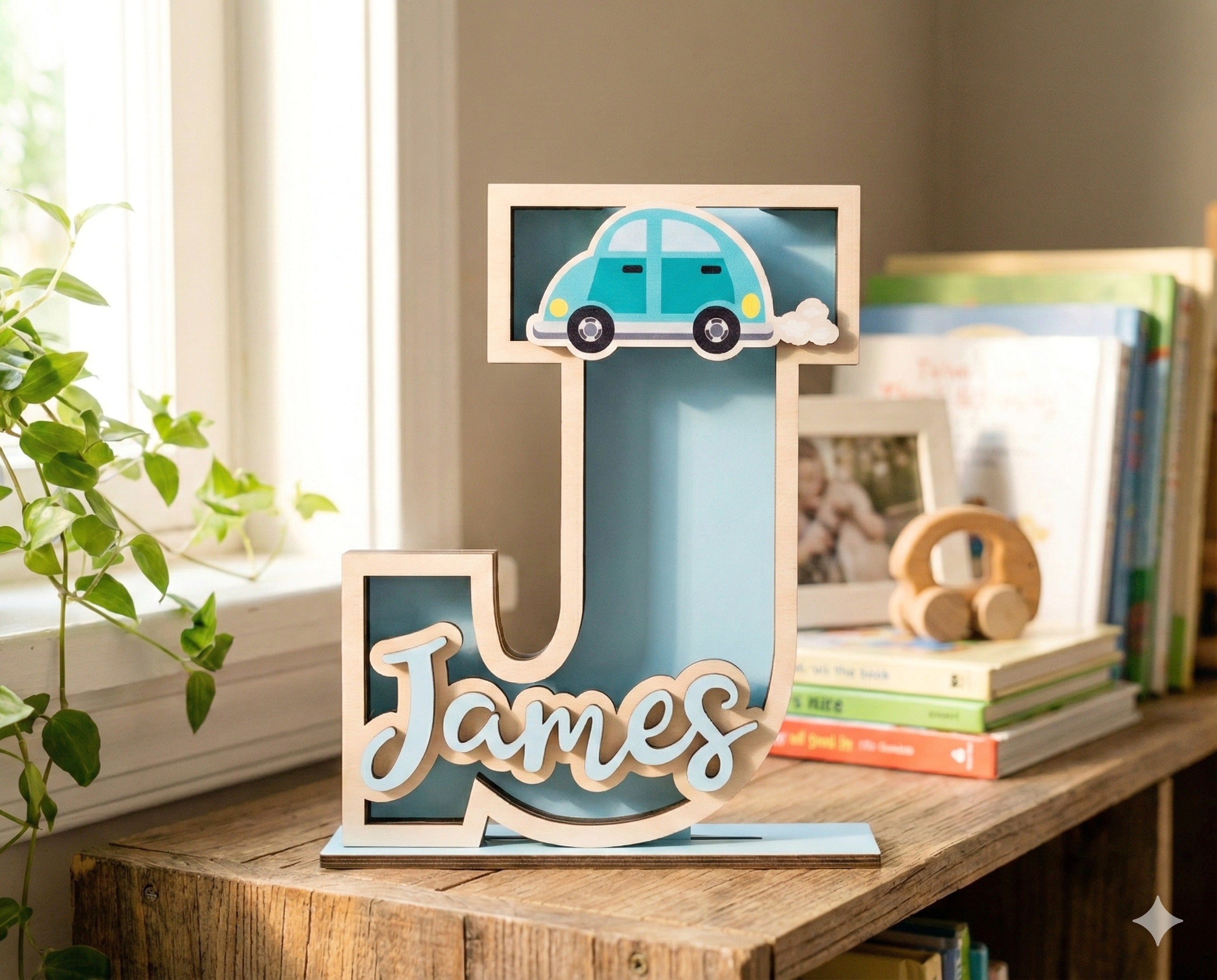 Personalized Letter Piggy Bank Wood Acrylic for Kids Savings Bank R15