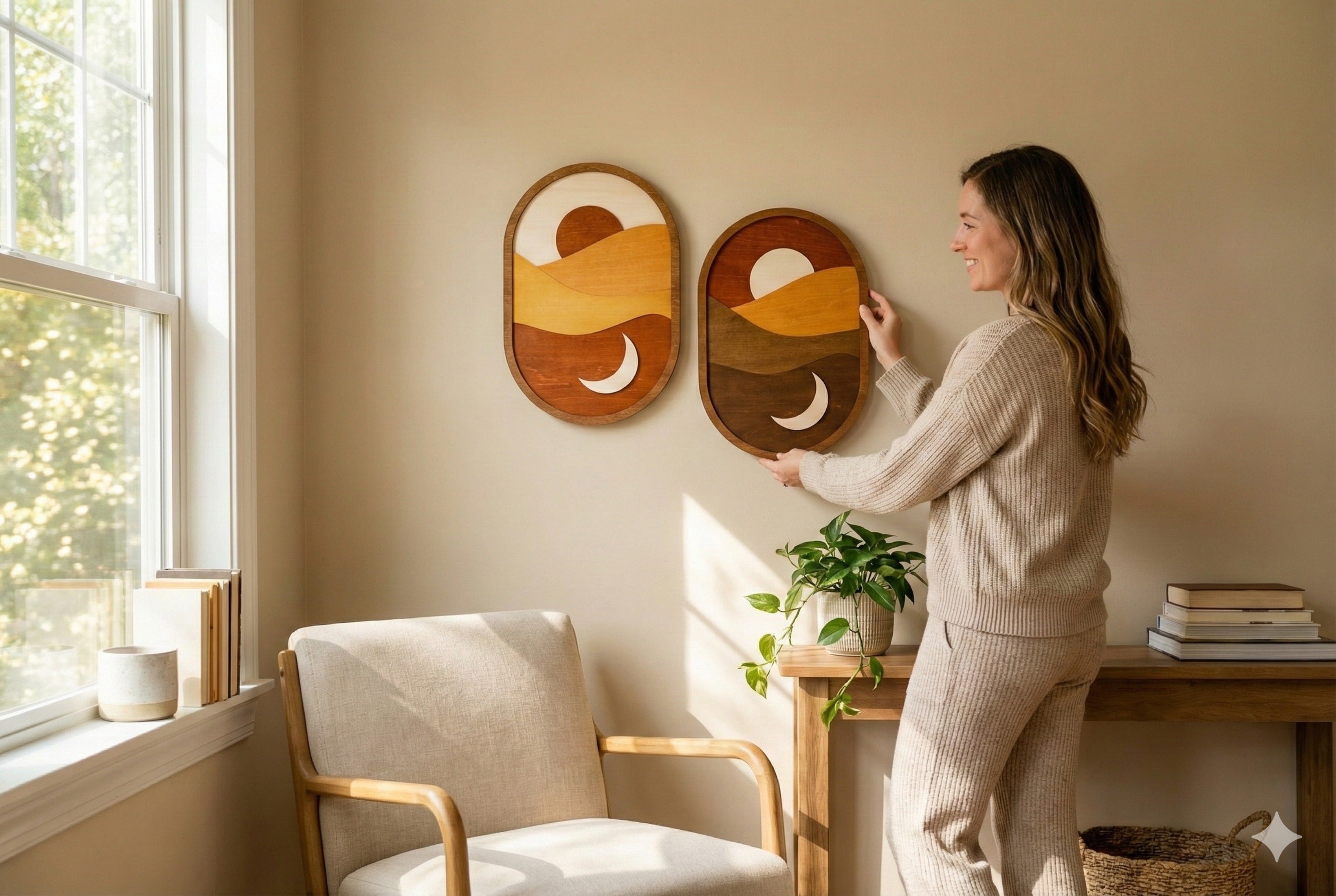 Transform Your Space with Modern Sun and Moon Wall Art R22