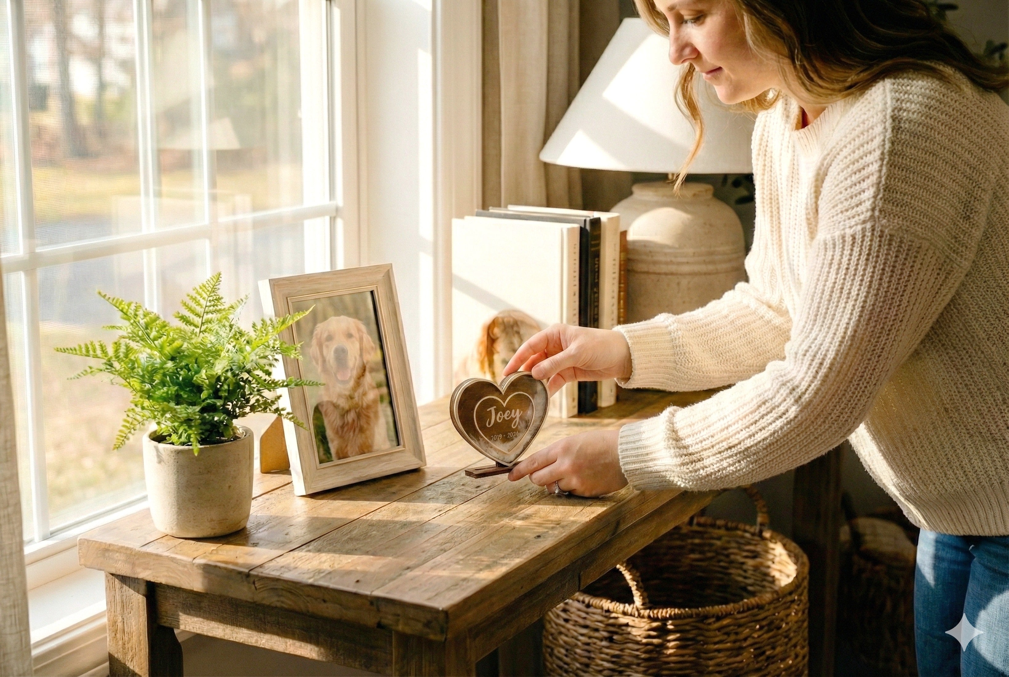 Personalized Wooden Pet Hair Keepsake for Pet Memorial Decor R23