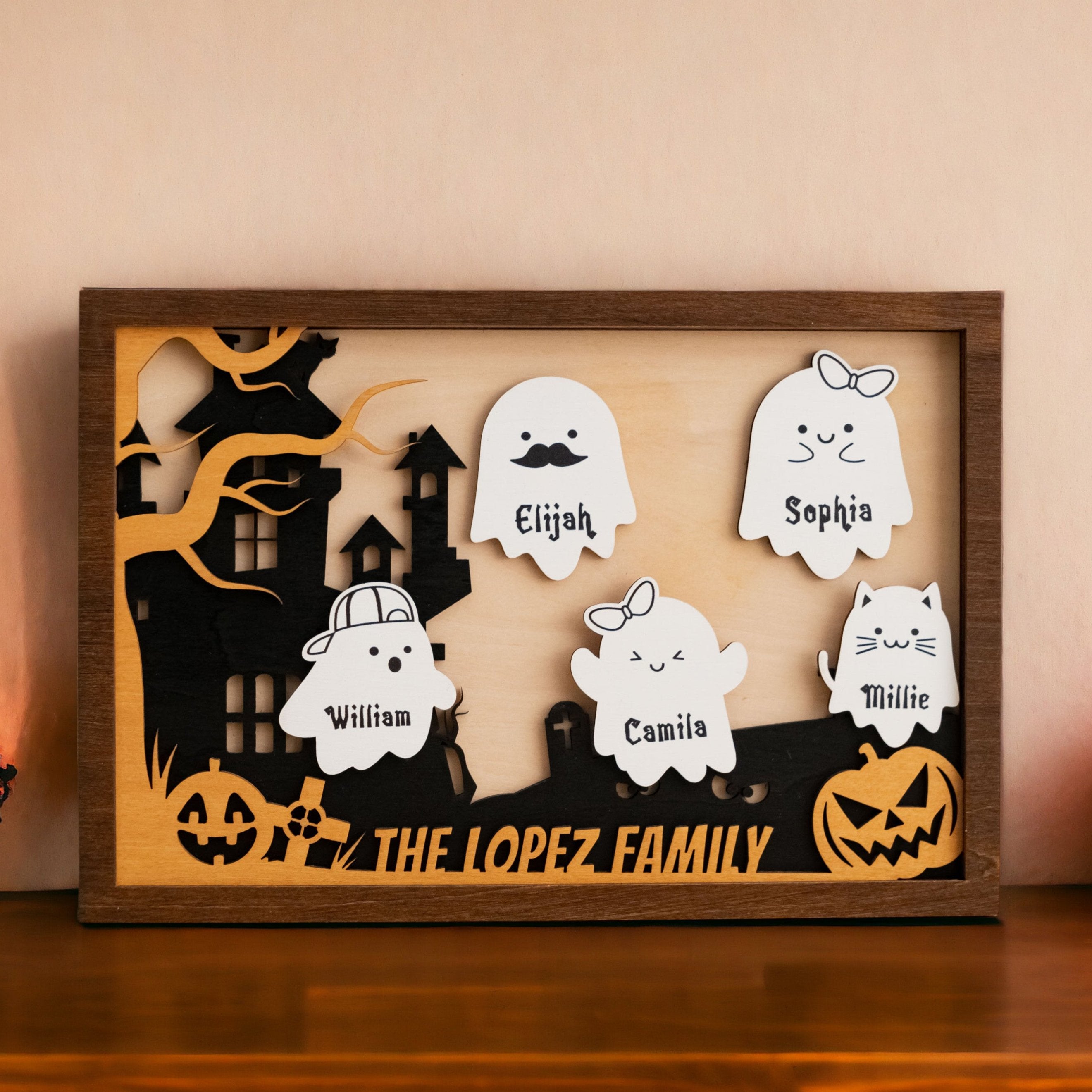 Personalized Wooden Halloween Table Decoration for a Spooky Touch