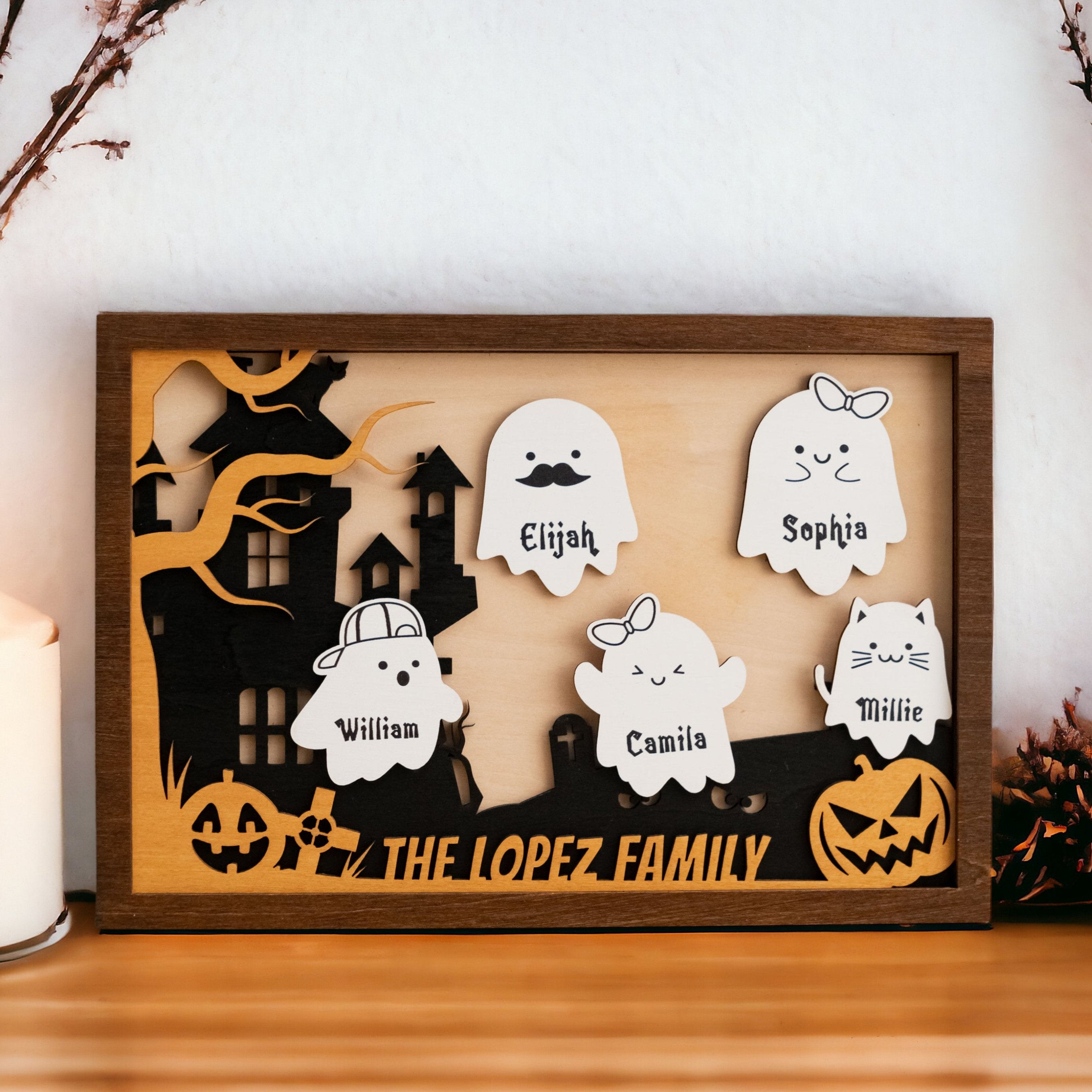 Customized Wooden Halloween Table Accent for a Spooky Celebration