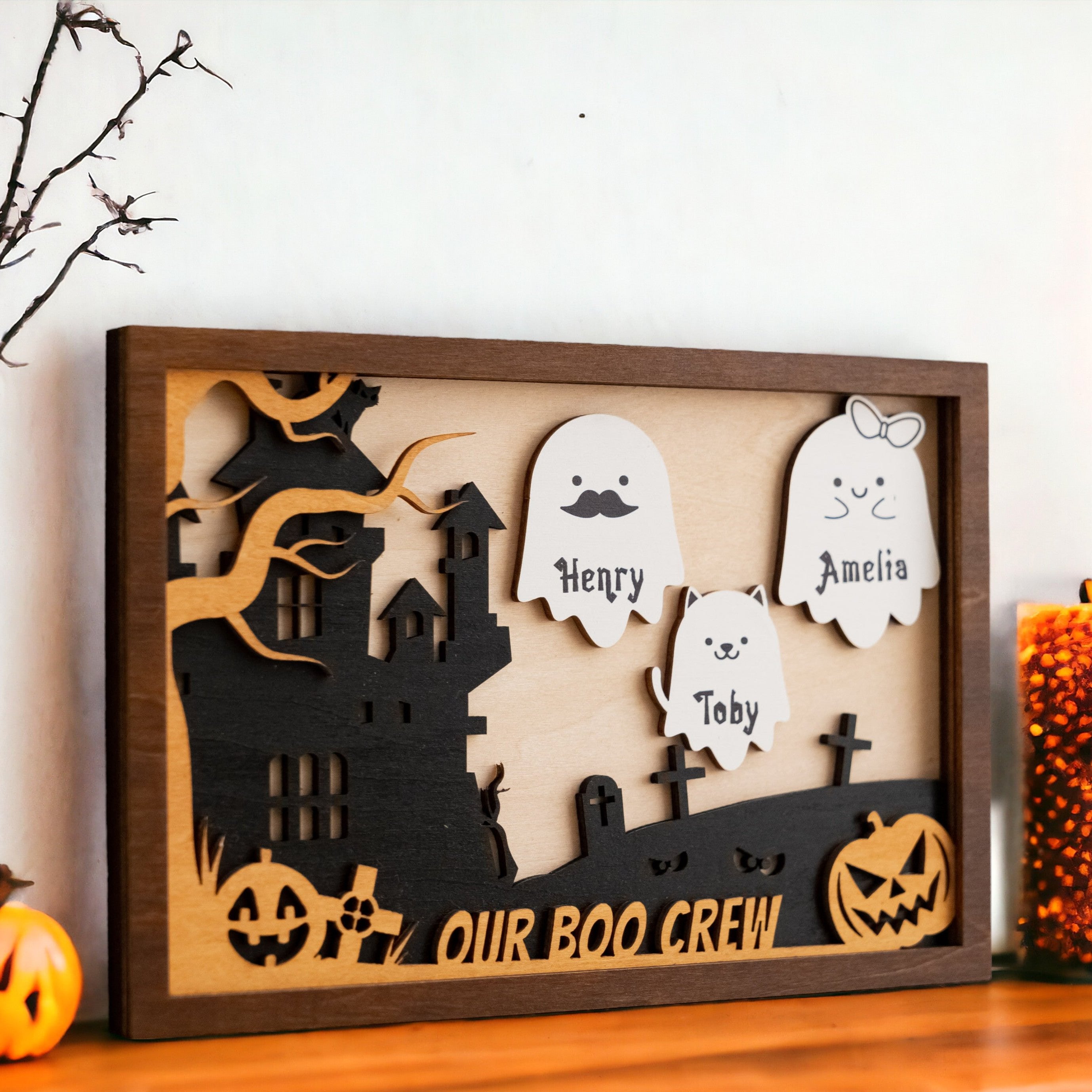 Personalized Wooden Halloween Table Accent for a Spooky Twist