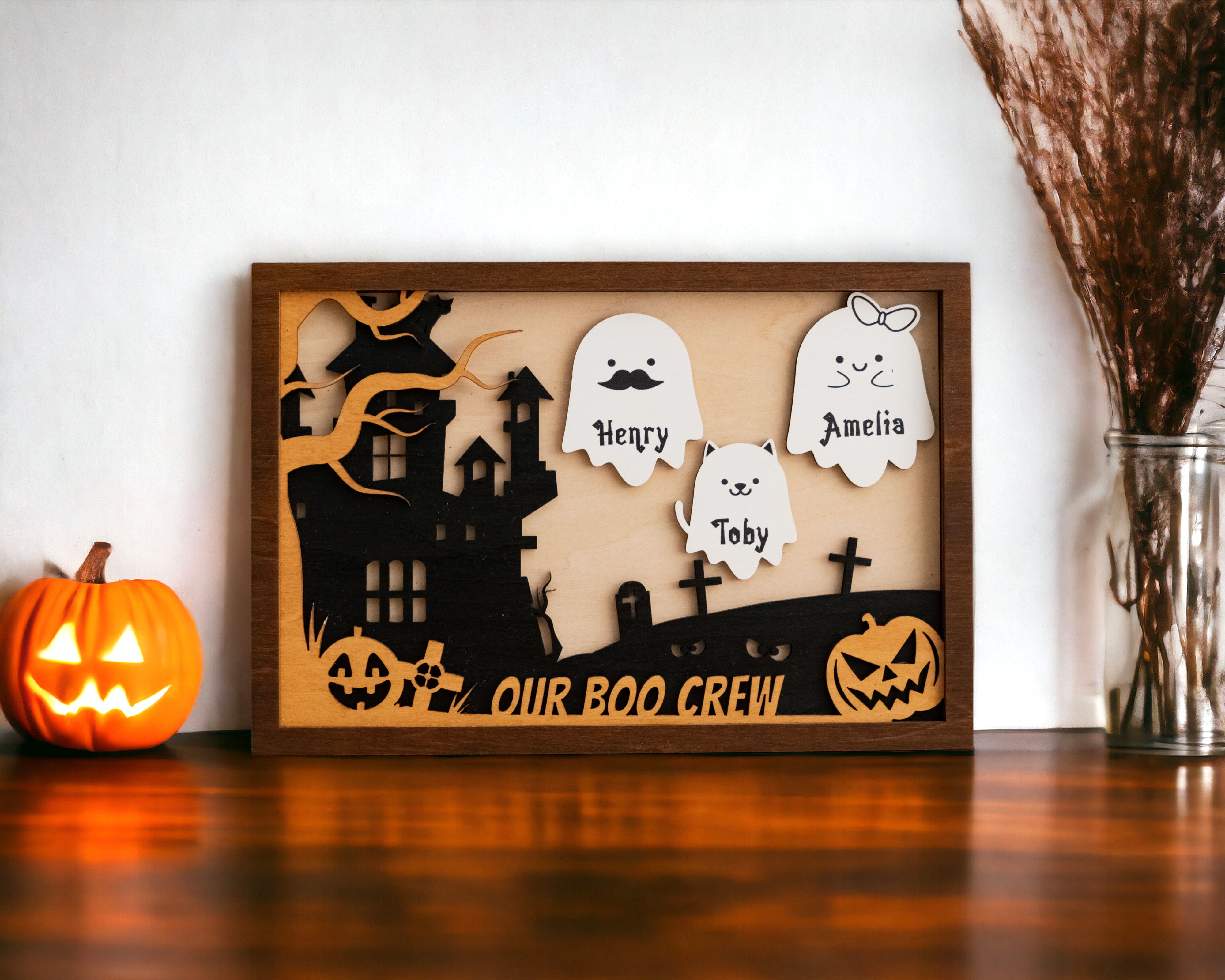 Personalized Wooden Halloween Table Decoration for a Spooky Touch