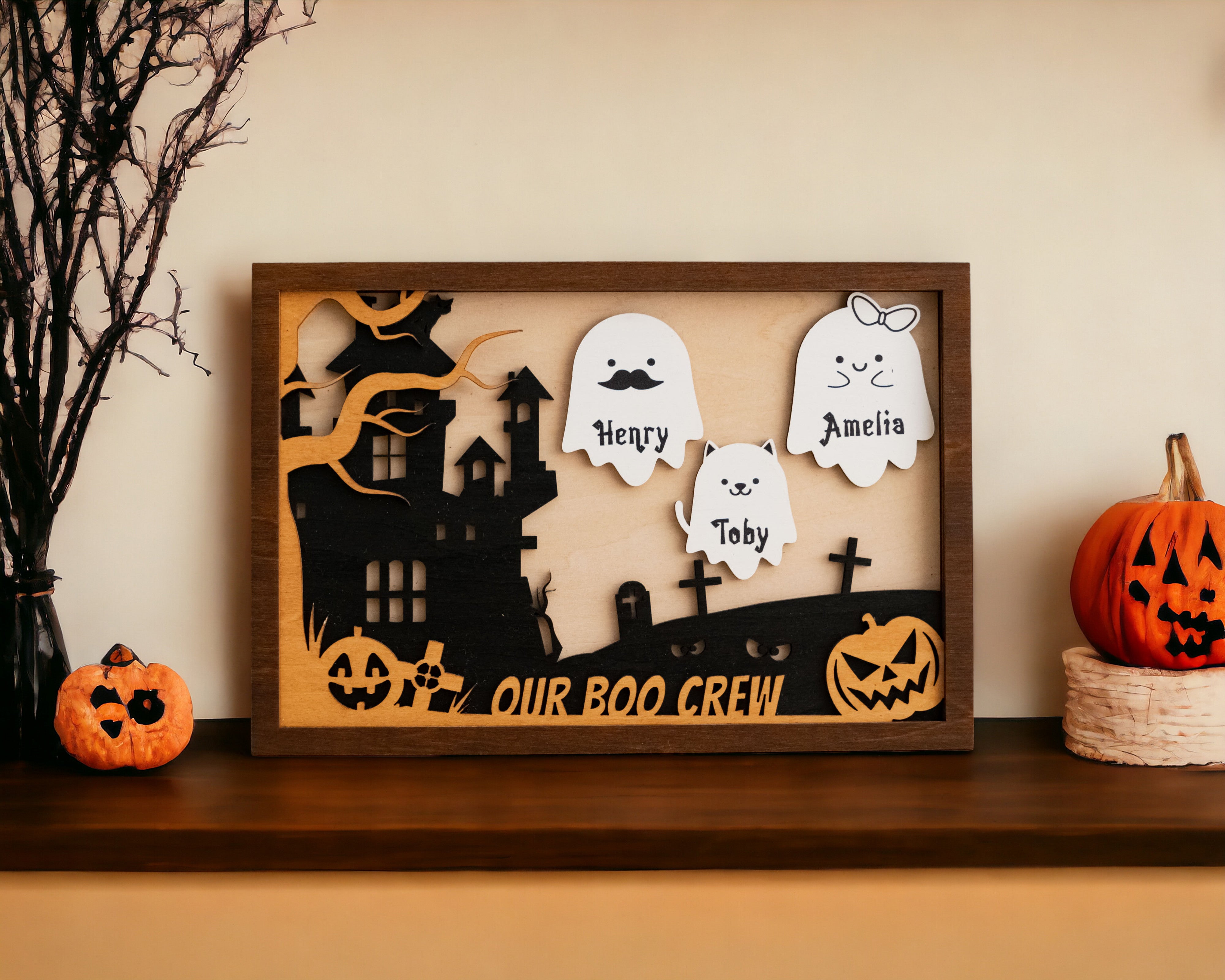 Personalized Wooden Halloween Table Decoration for a Spooky Touch