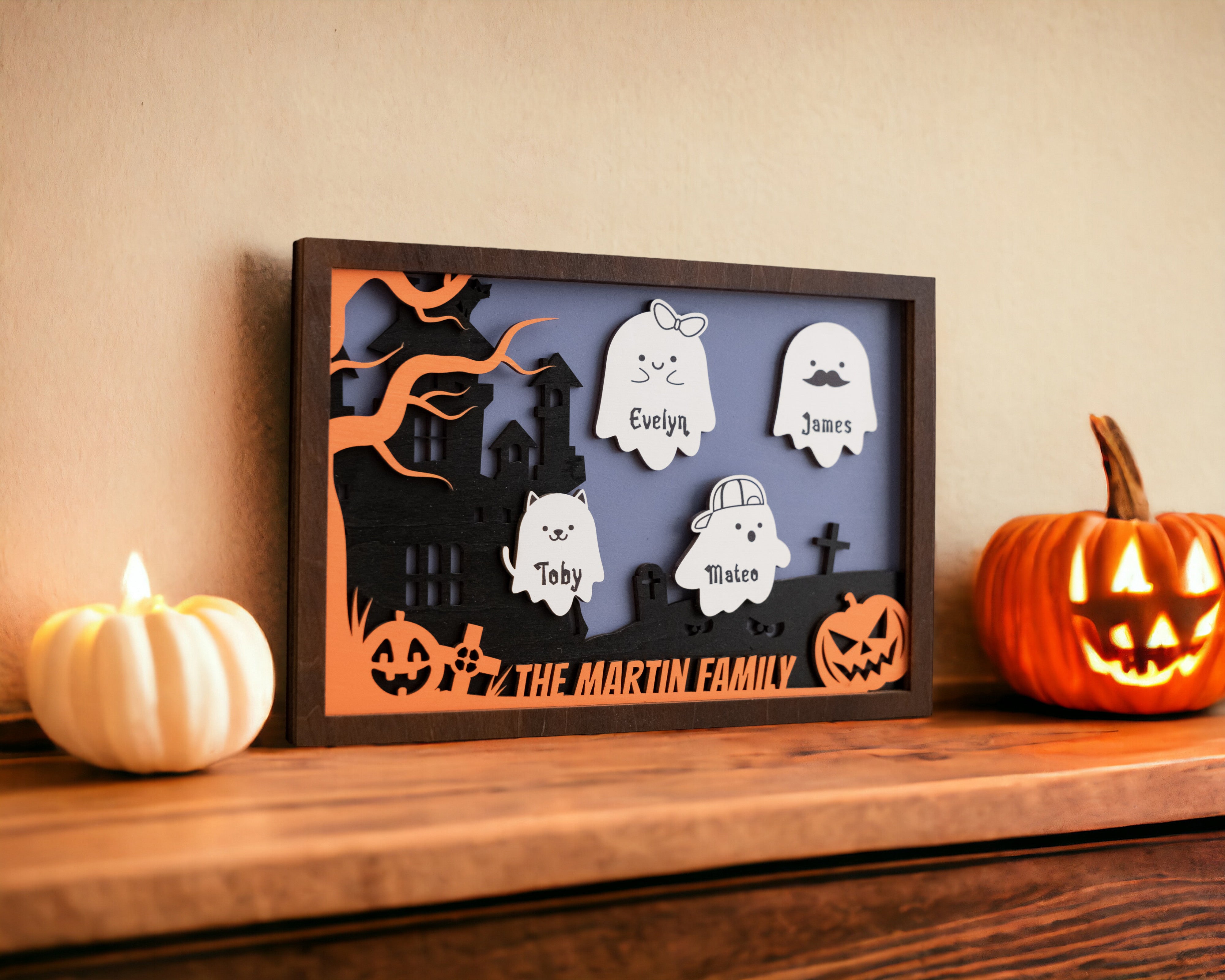 Personalized Wooden Halloween Table Accent for a Spooky Touch