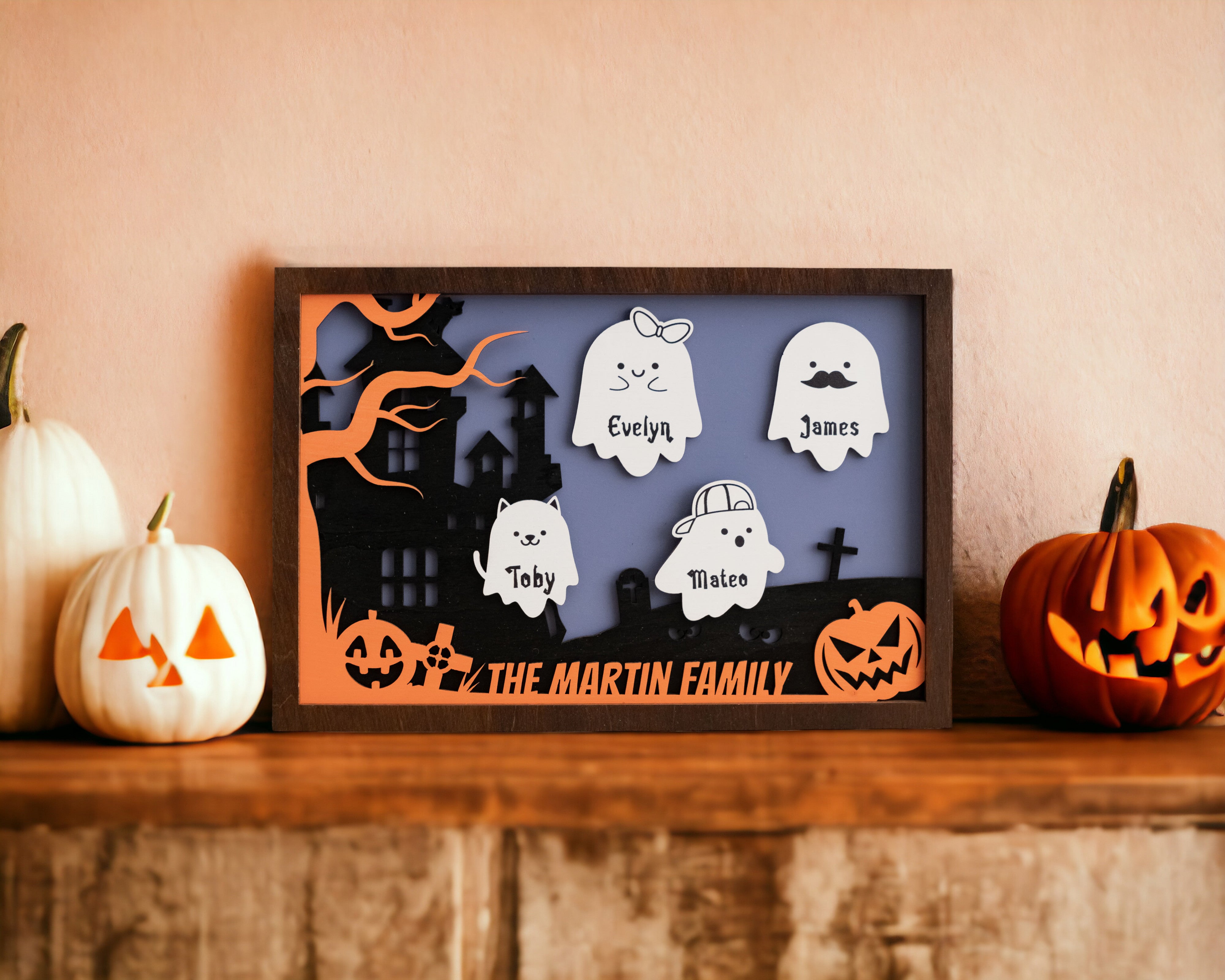 Personalized Wooden Halloween Table Accent for a Spooky Touch