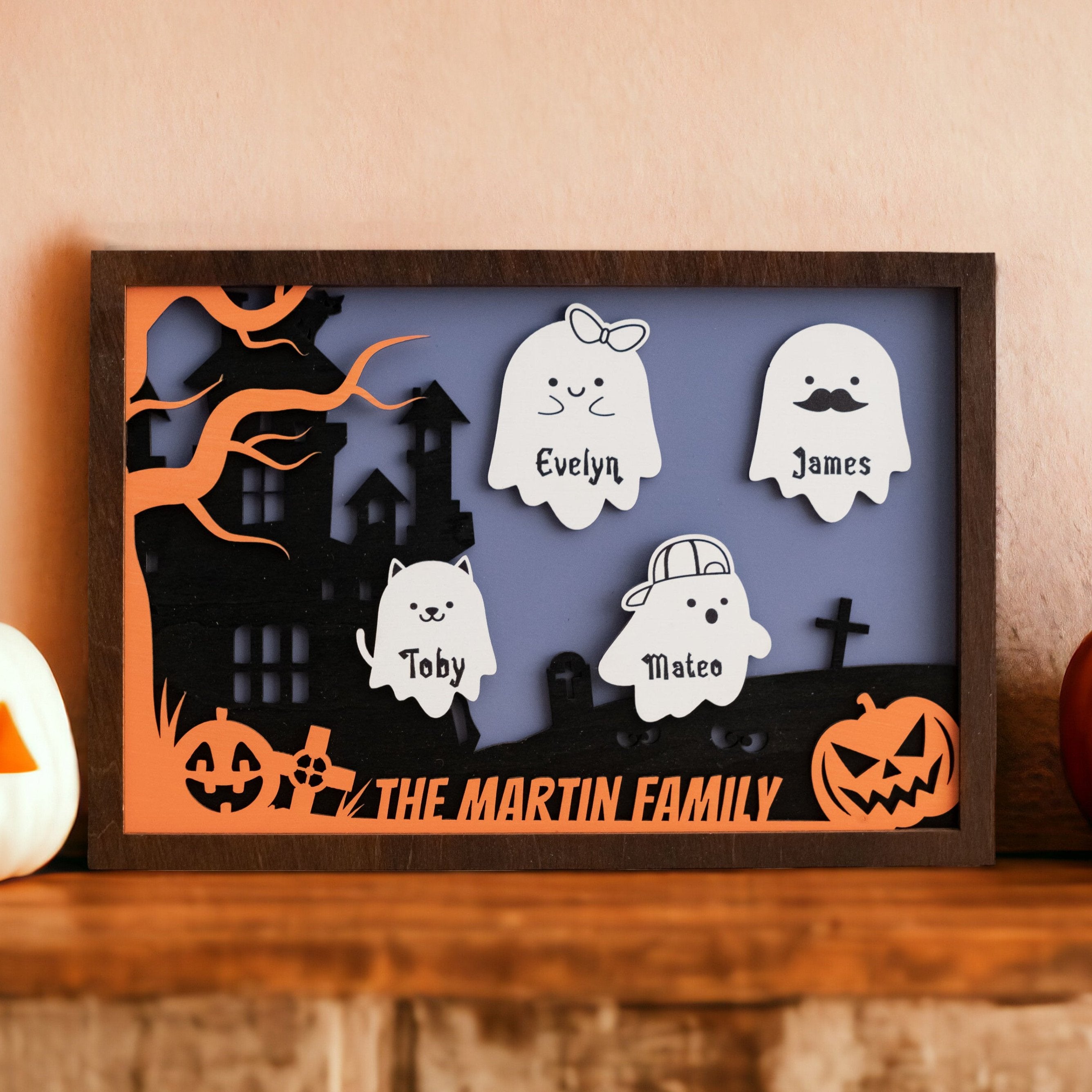 Personalized Wooden Halloween Tabletop Decoration for a Spooky Touch