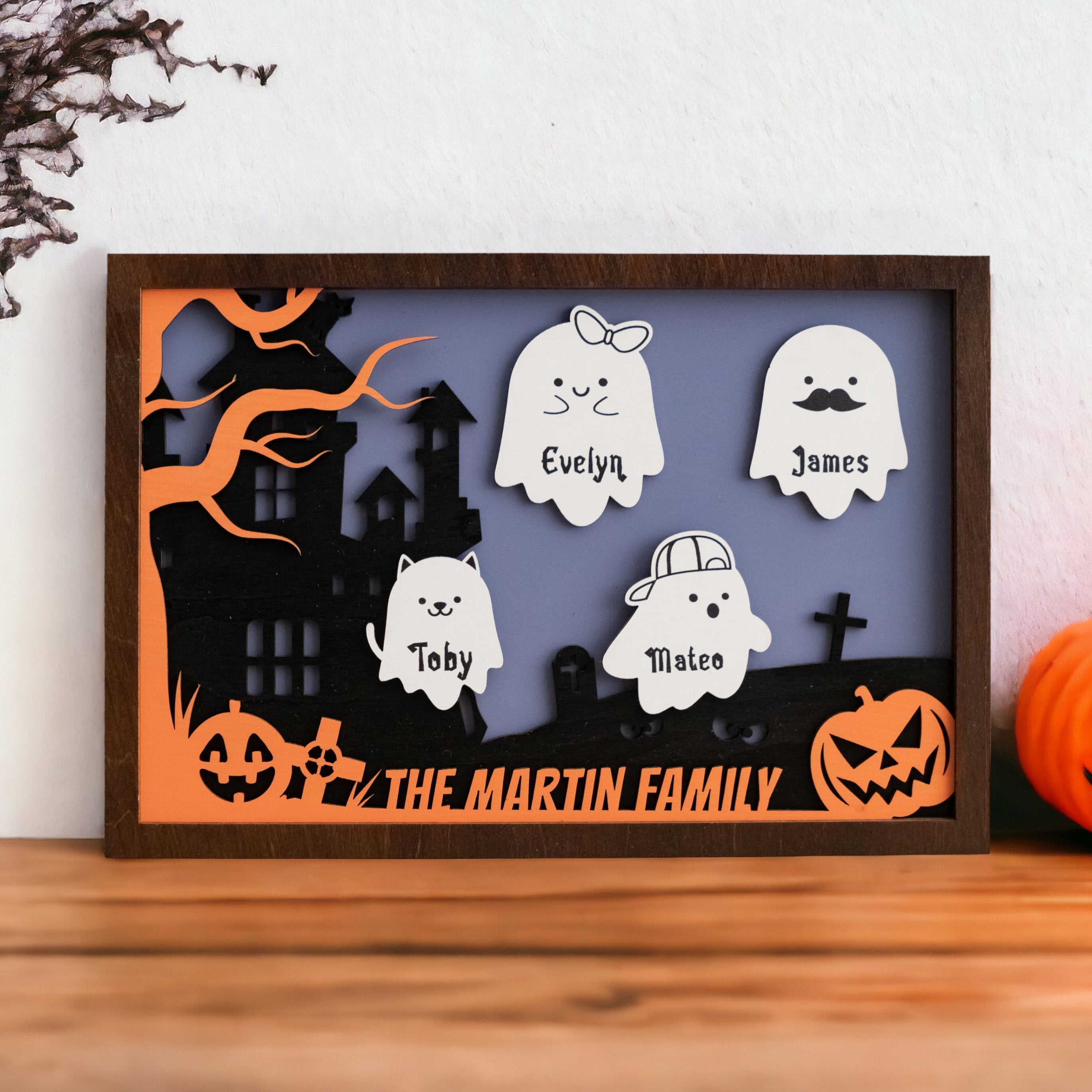 Personalized Wooden Halloween Table Accent for a Spooky Touch