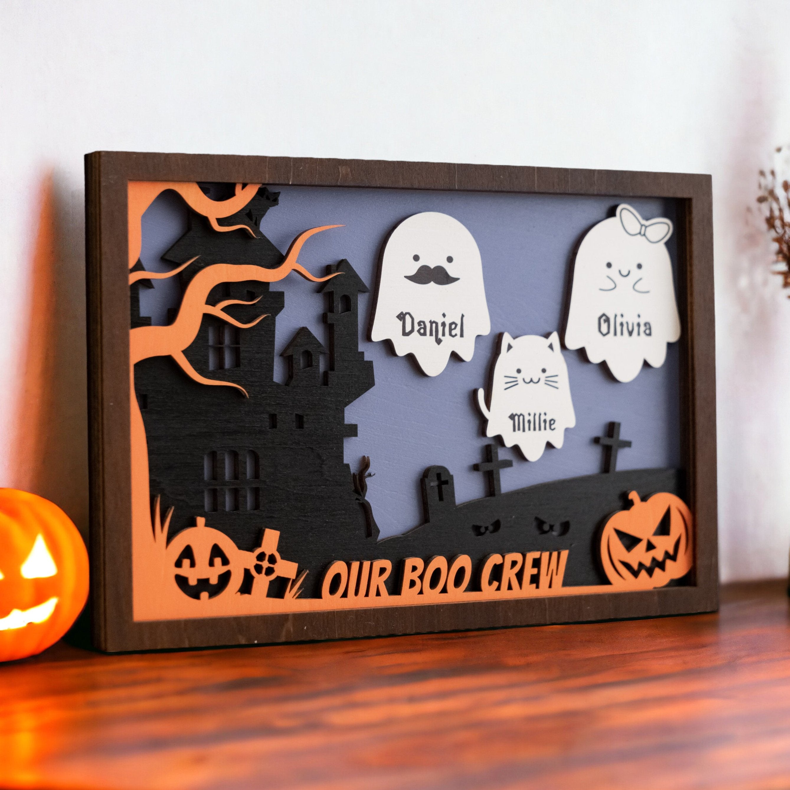 Custom Wooden Halloween Tabletop Decoration for a Spooky Touch