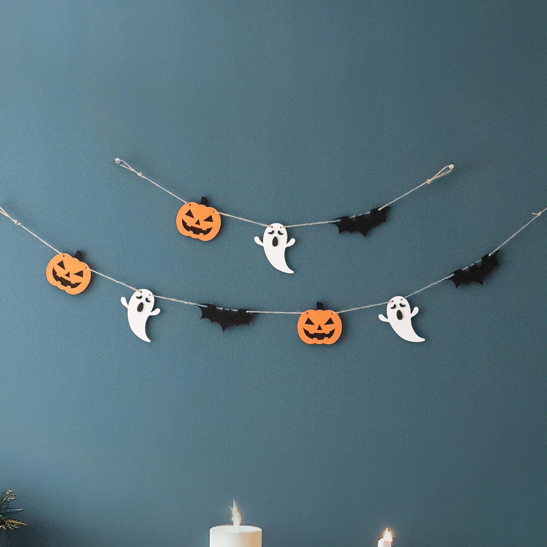 Wooden Halloween Garland Wood for Party Wall Decor R33