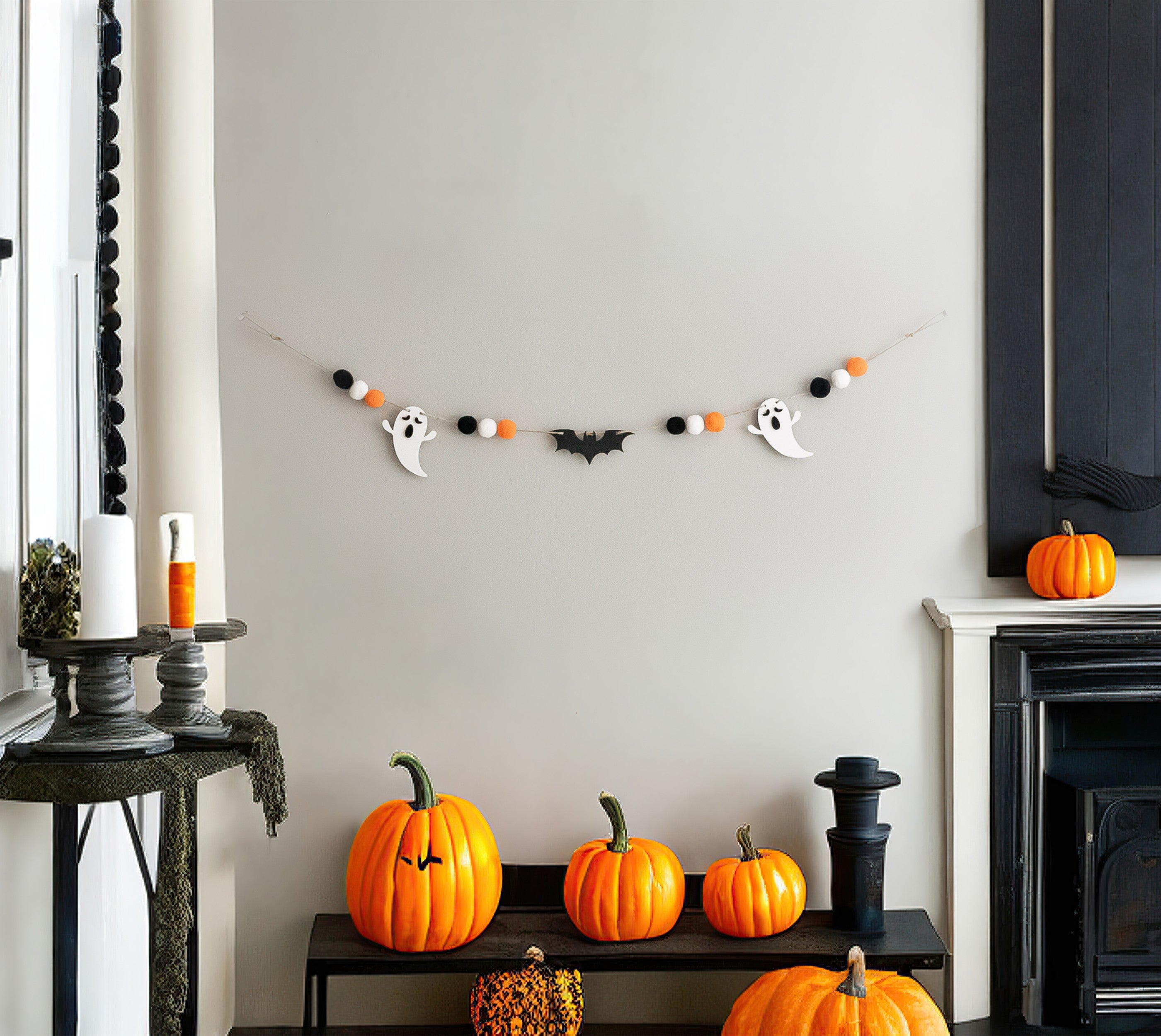 Boho Wooden Halloween Garland for Spooky Wall Decor