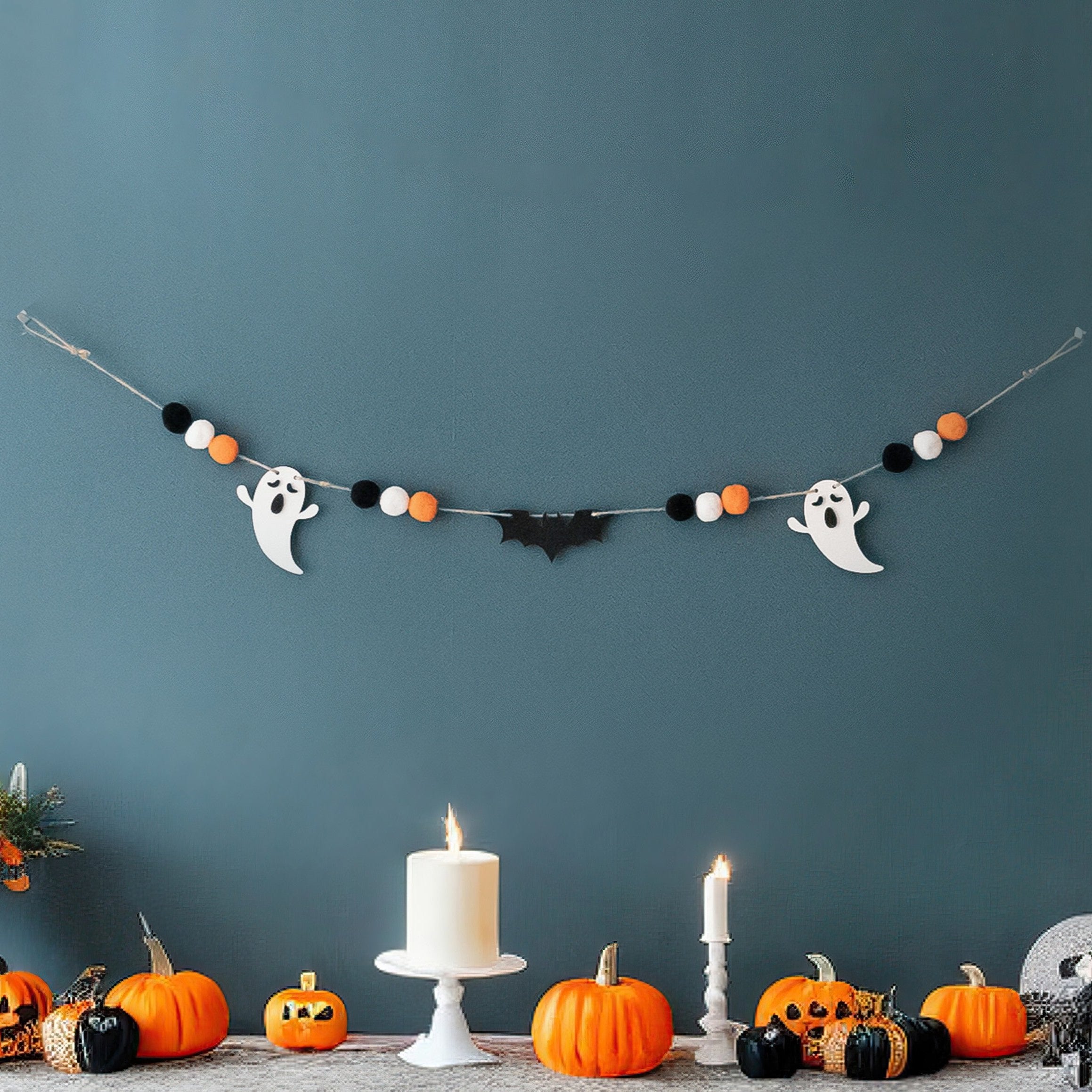 Boho Wooden Halloween Garland for Spooky Wall Decor