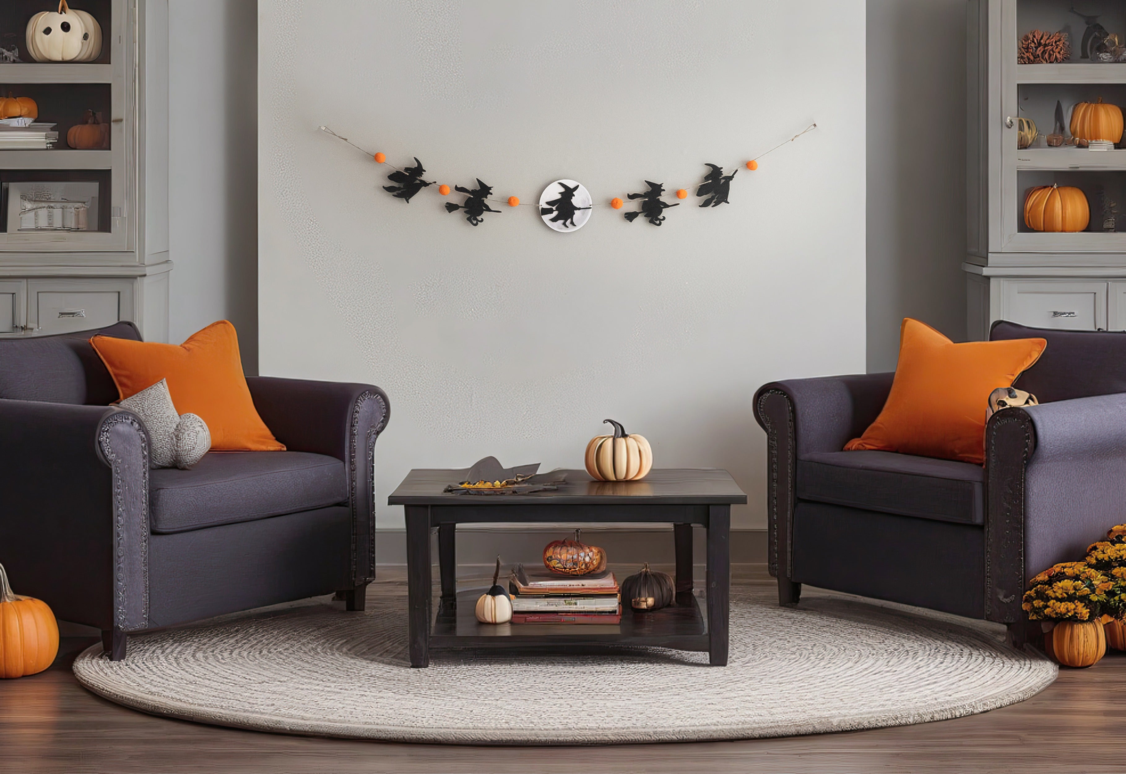 Wooden Witch Halloween Garland Wood for Spooky Wall Decor R37
