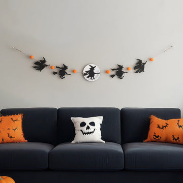 Wooden Witch Halloween Garland Wood for Spooky Wall Decor R37