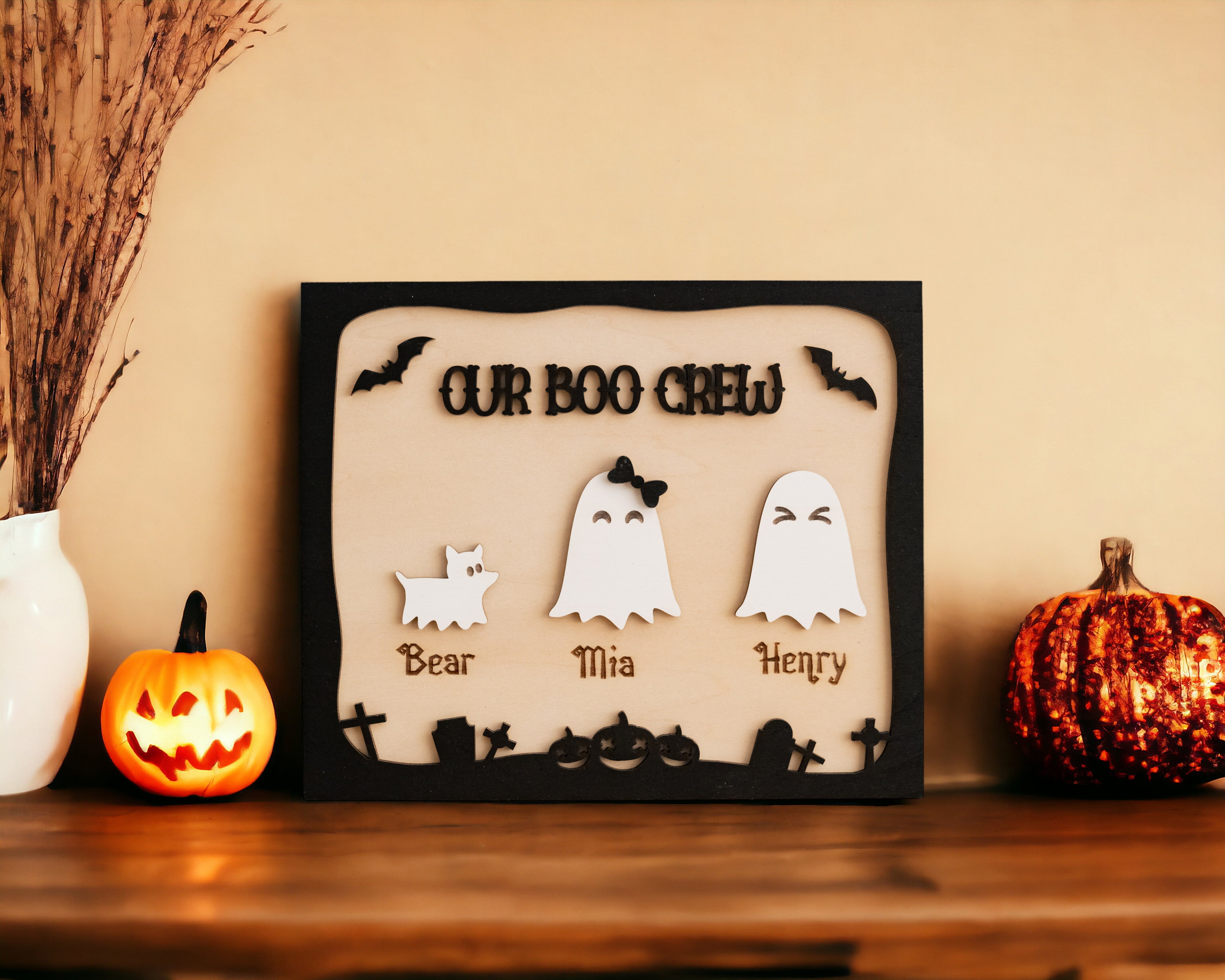 Personalized Wooden Halloween Table Decor for a Spooky Touch