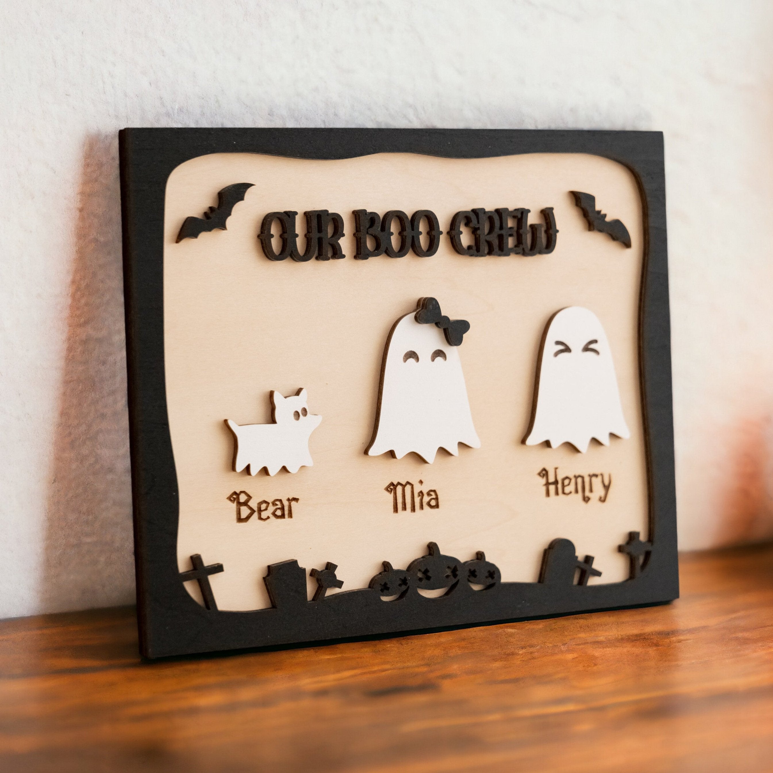 Personalized Wooden Halloween Table Decor for a Spooky Touch