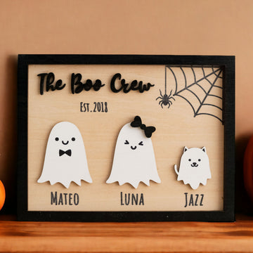 Halloween Ghost Family Wooden Sign for Table Decor R43