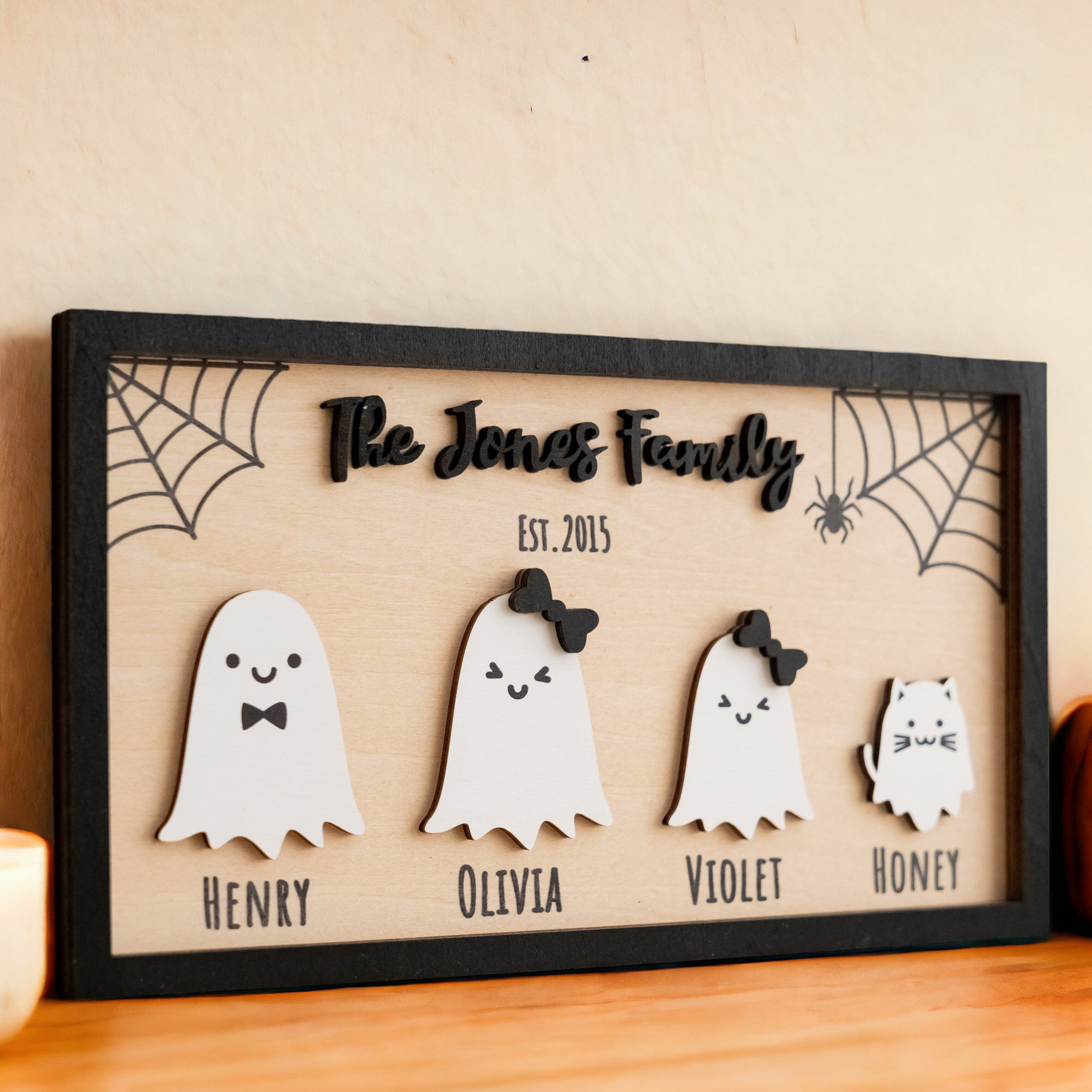 Halloween Ghost Family Wooden Sign for Table Decor R43