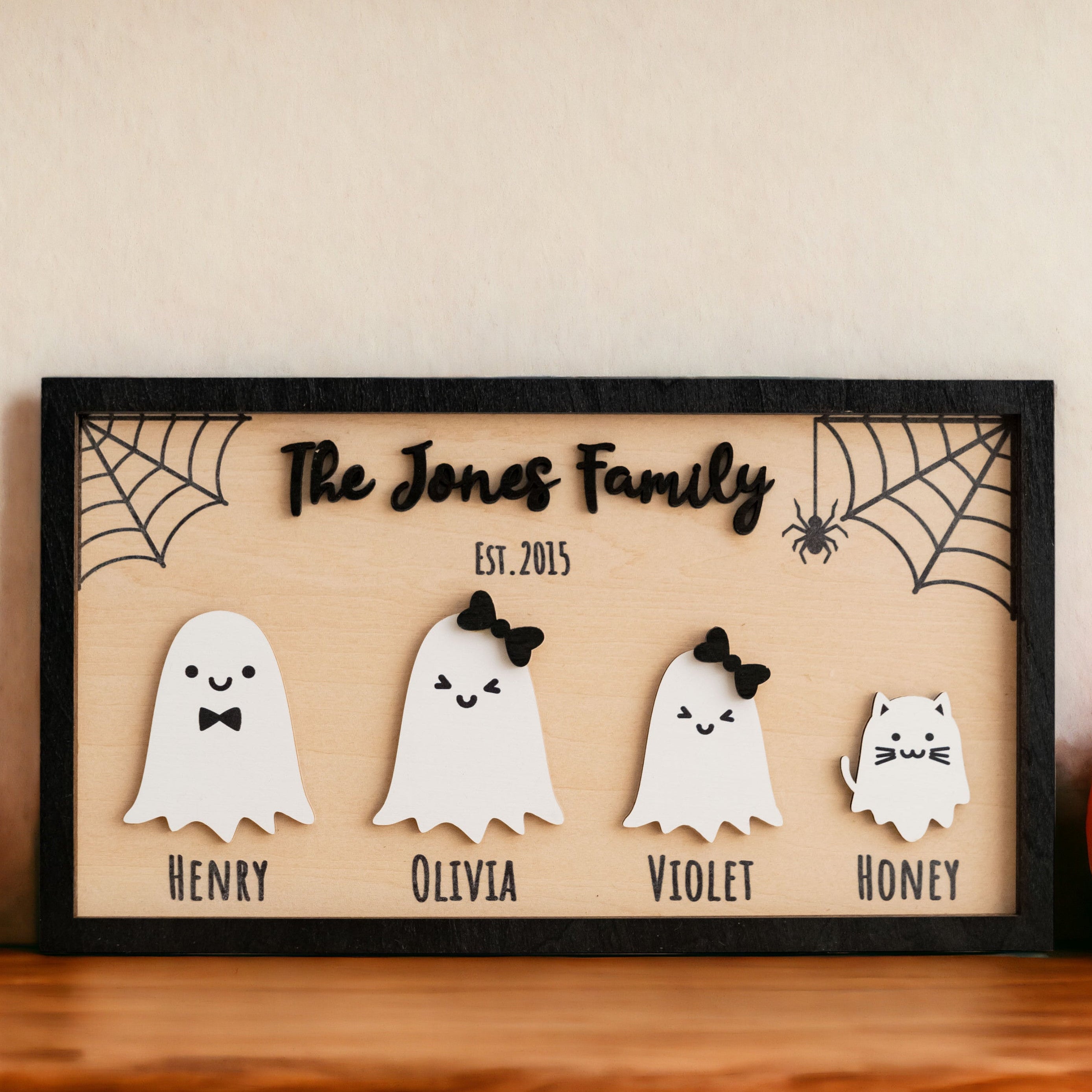 Halloween Ghost Family Wooden Sign for Table Decor R43