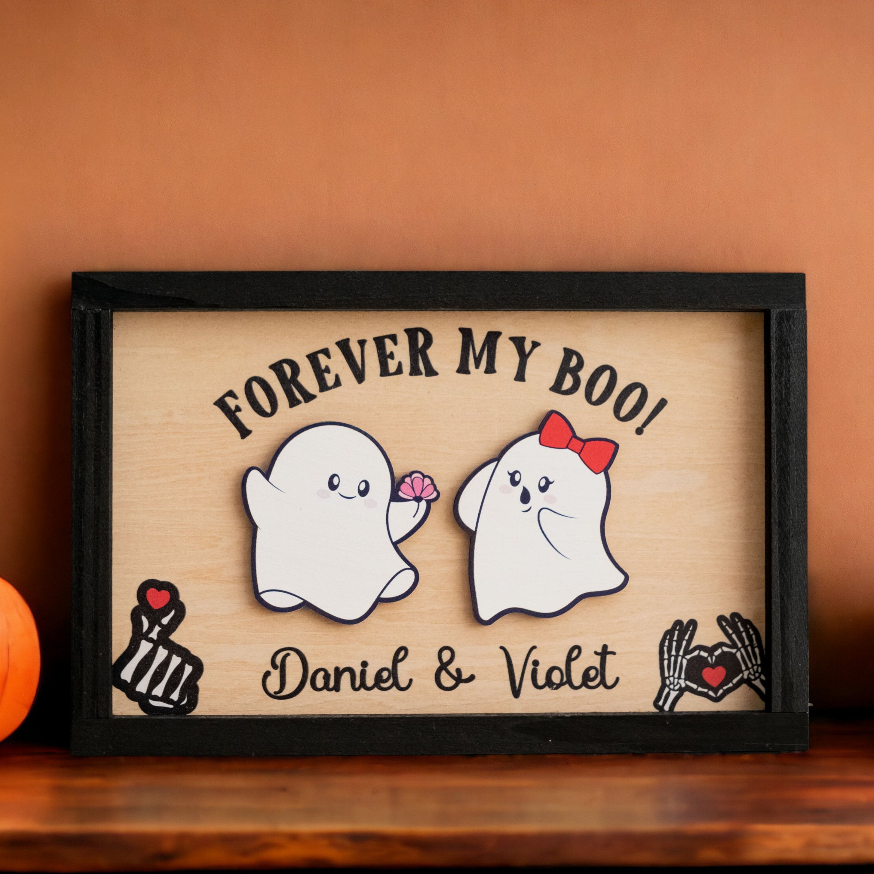 Custom Wooden Couple Halloween Table Decoration for Spooky Love