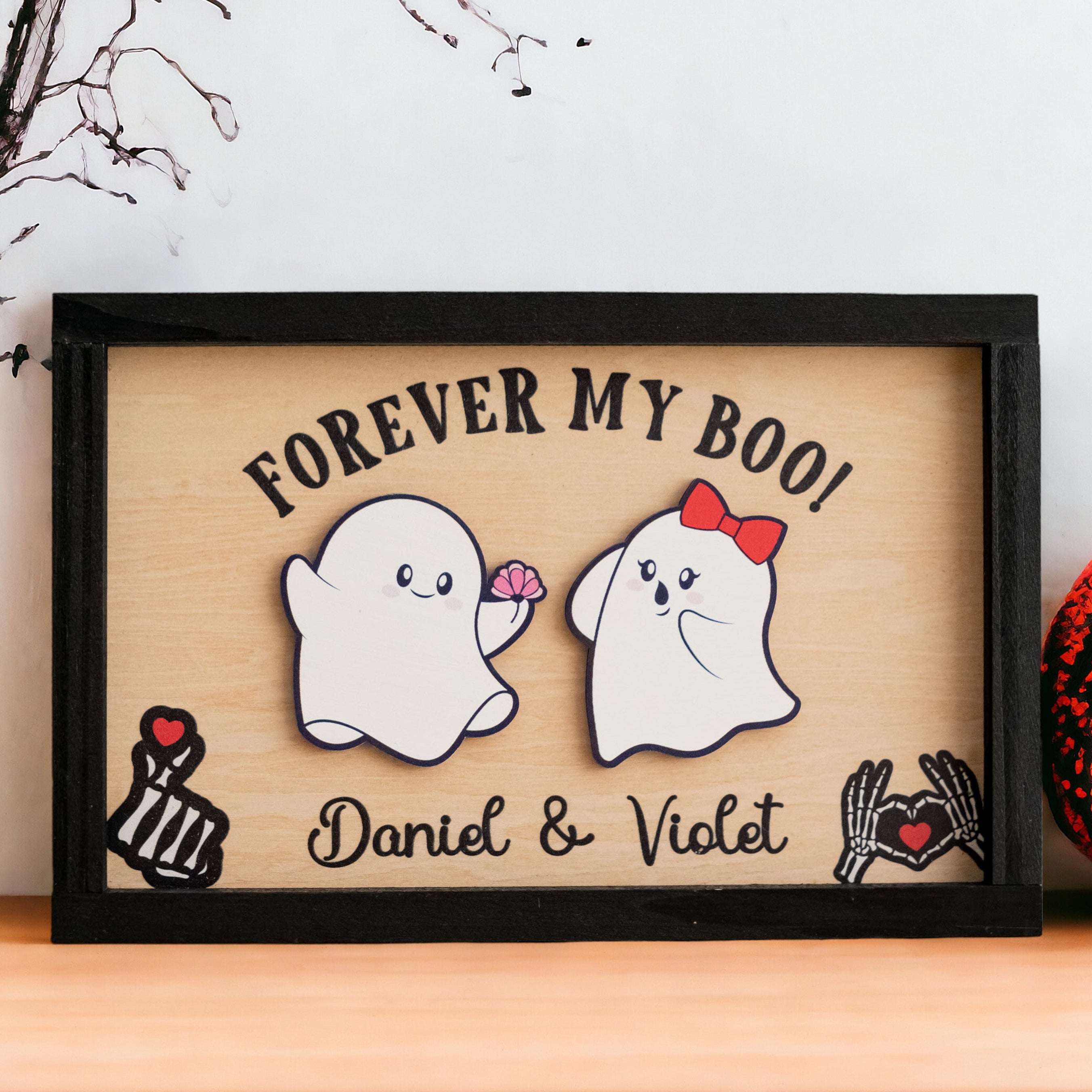 Personalized Halloween Couple Wooden Sign for Table Decor R44
