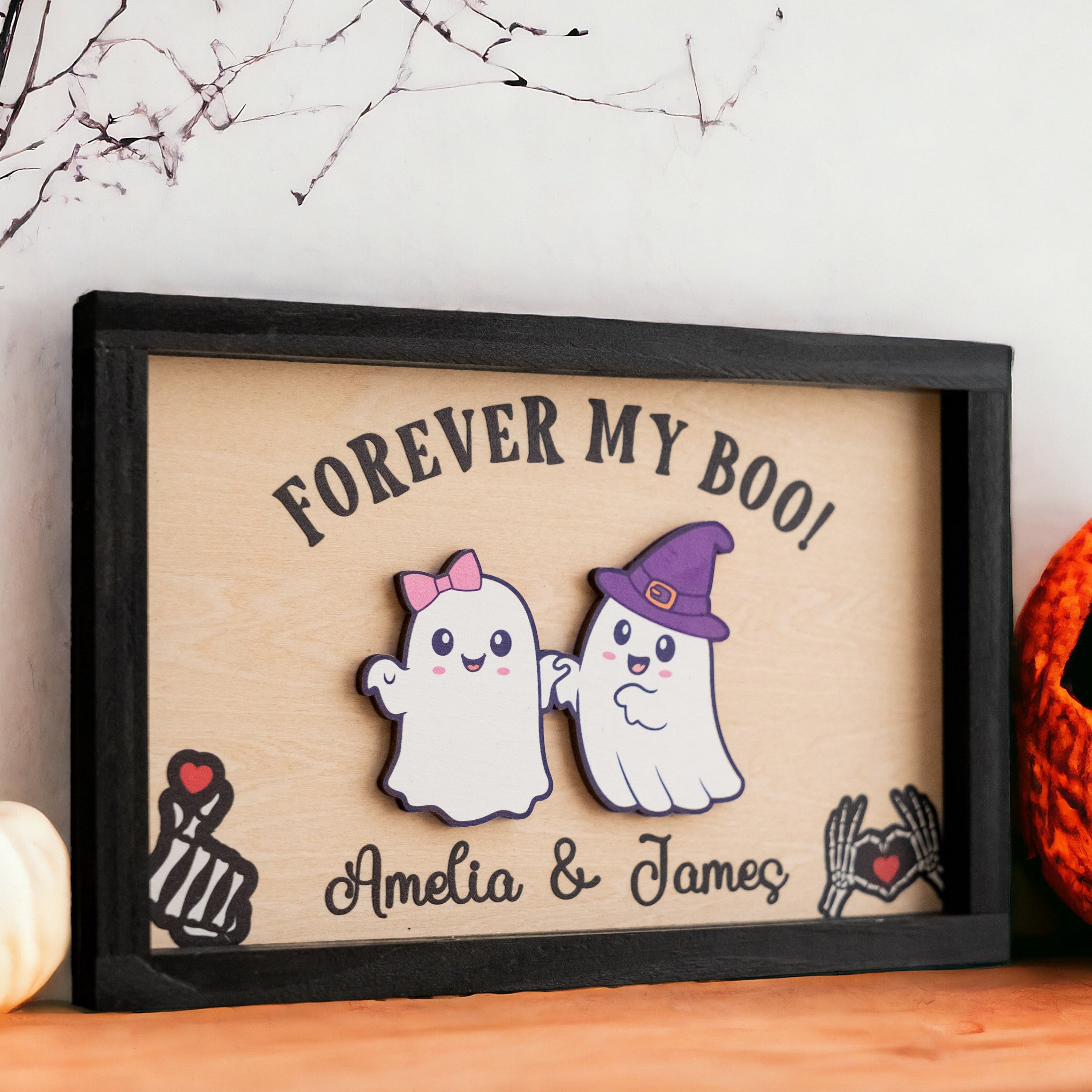 Personalized Halloween Couple Wooden Sign for Table Decor R44
