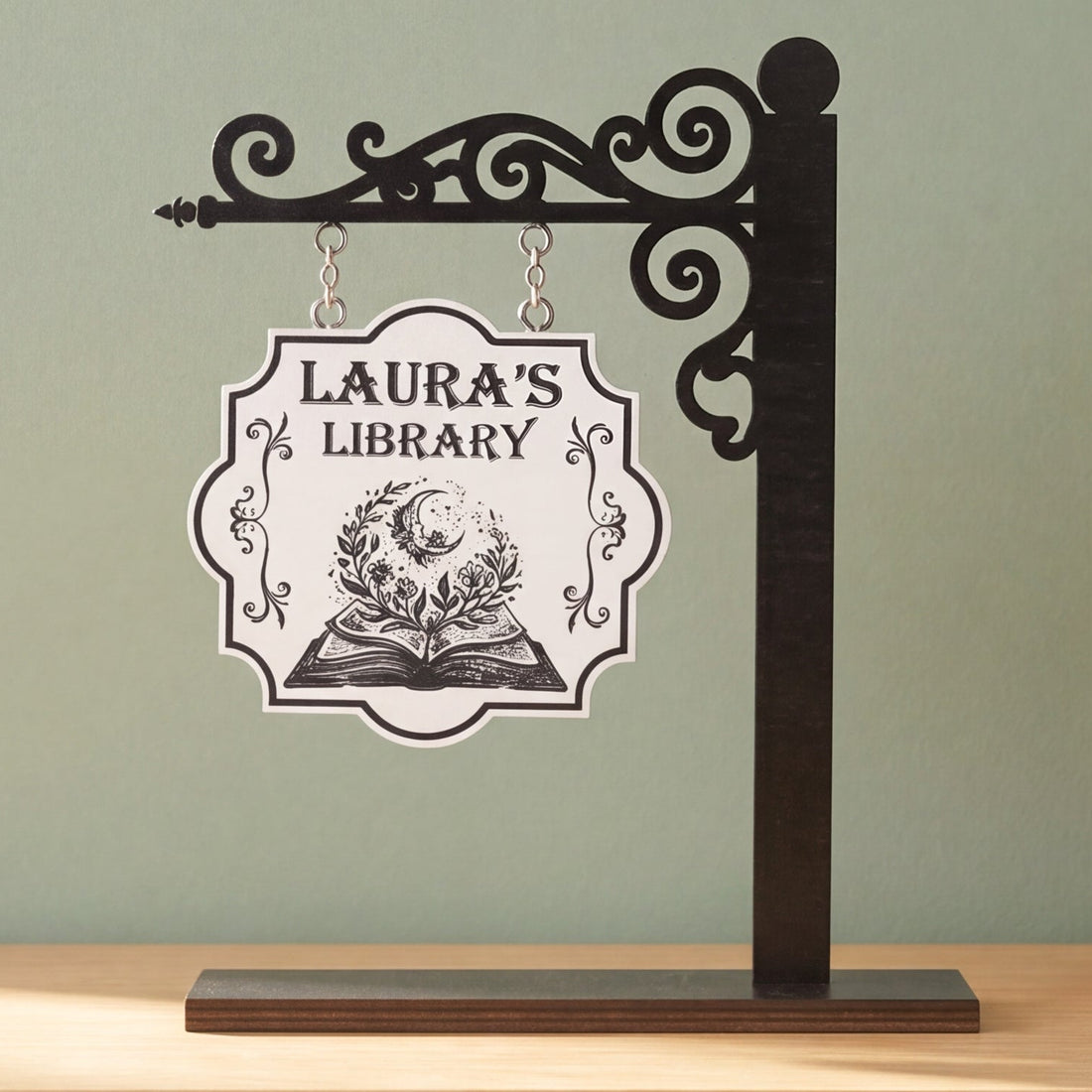 Personalized Library Hanging Wood Sign Home Library Decor B11