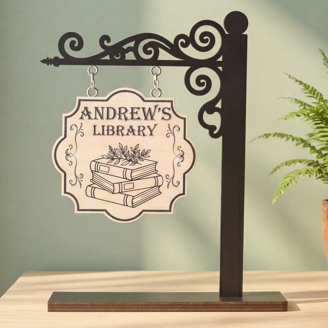Personalized Library Hanging Wood Sign Reading Room Decor B11