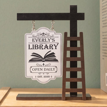 Personalized Library Hanging Wood Sign Reading Corner Decor B04
