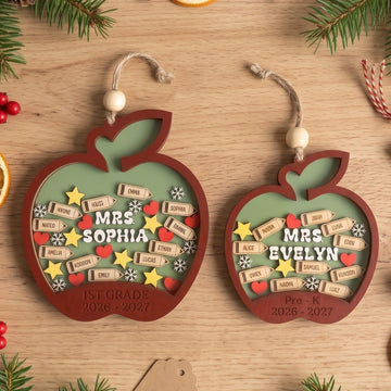 Teacher Shaker Ornament Wood and Teacher Christmas Gift for Tree B59