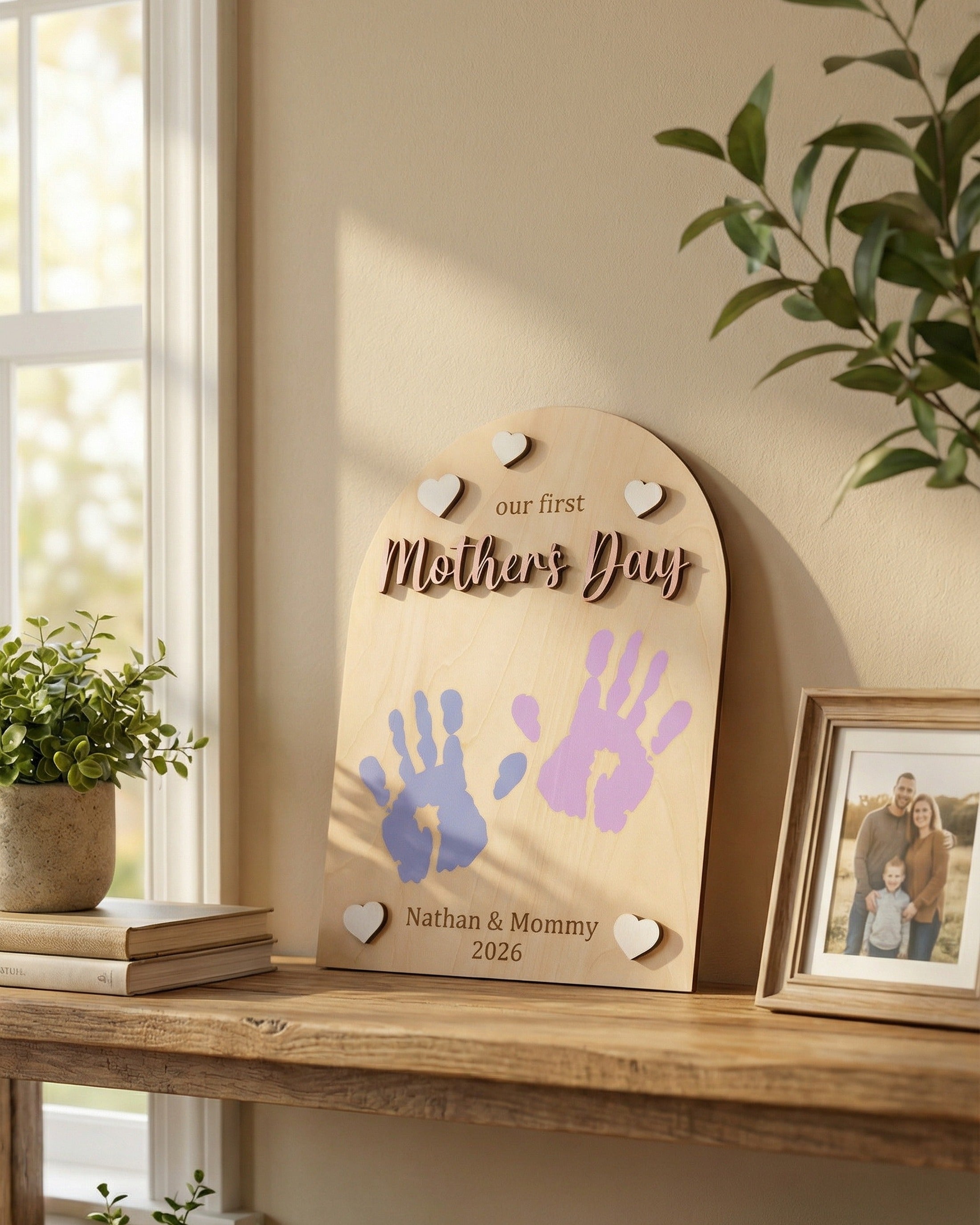 Mother’s Day Handprint Sign Wood Baby Handprint Keepsake Gift D61