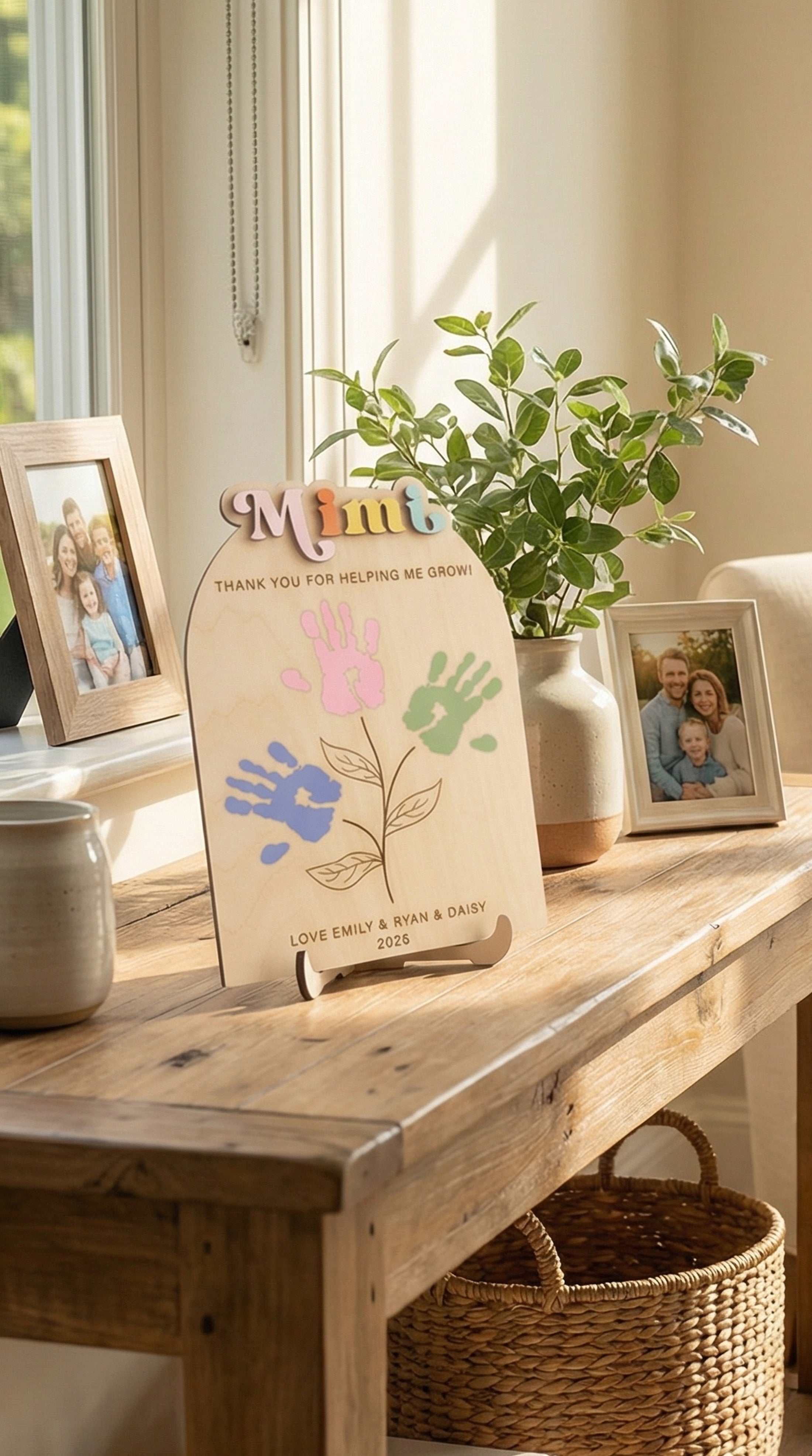Wooden Mother's Day Handprint Gift Sign for New Mom Gift D56