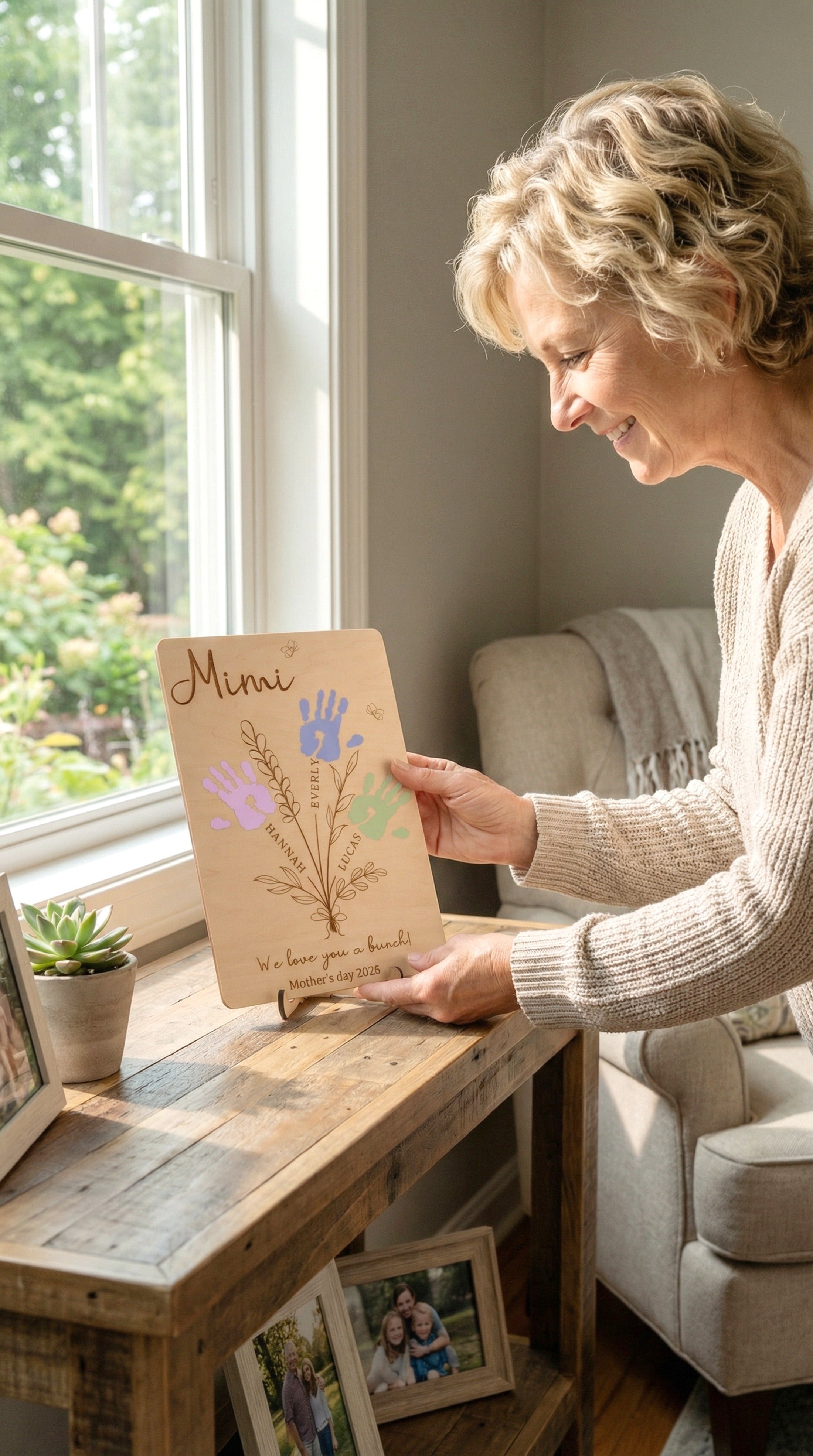 Wooden Mother's Day Handprint Gift Sign for First Mothers Day Gift D57