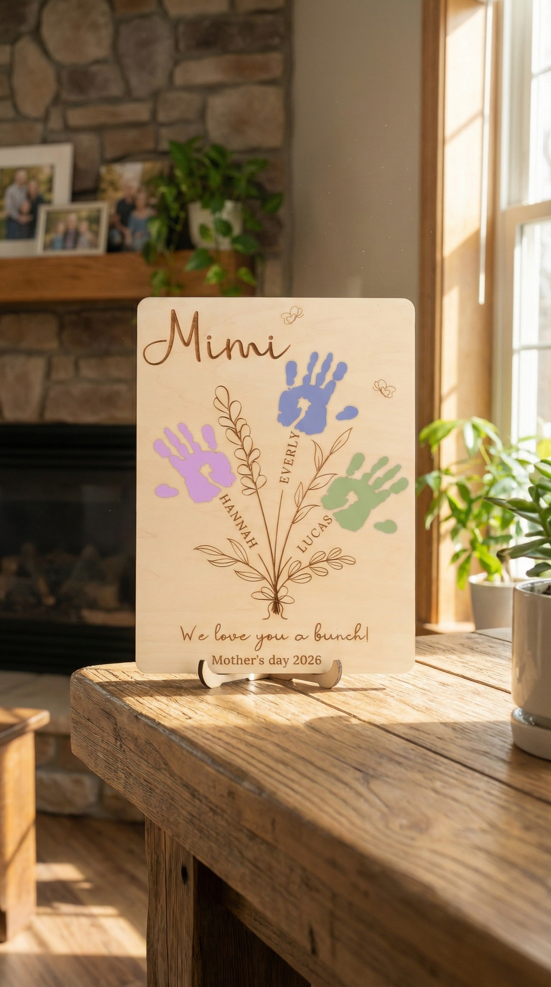 Wooden Mother's Day Handprint Gift Sign for First Mothers Day Gift D57