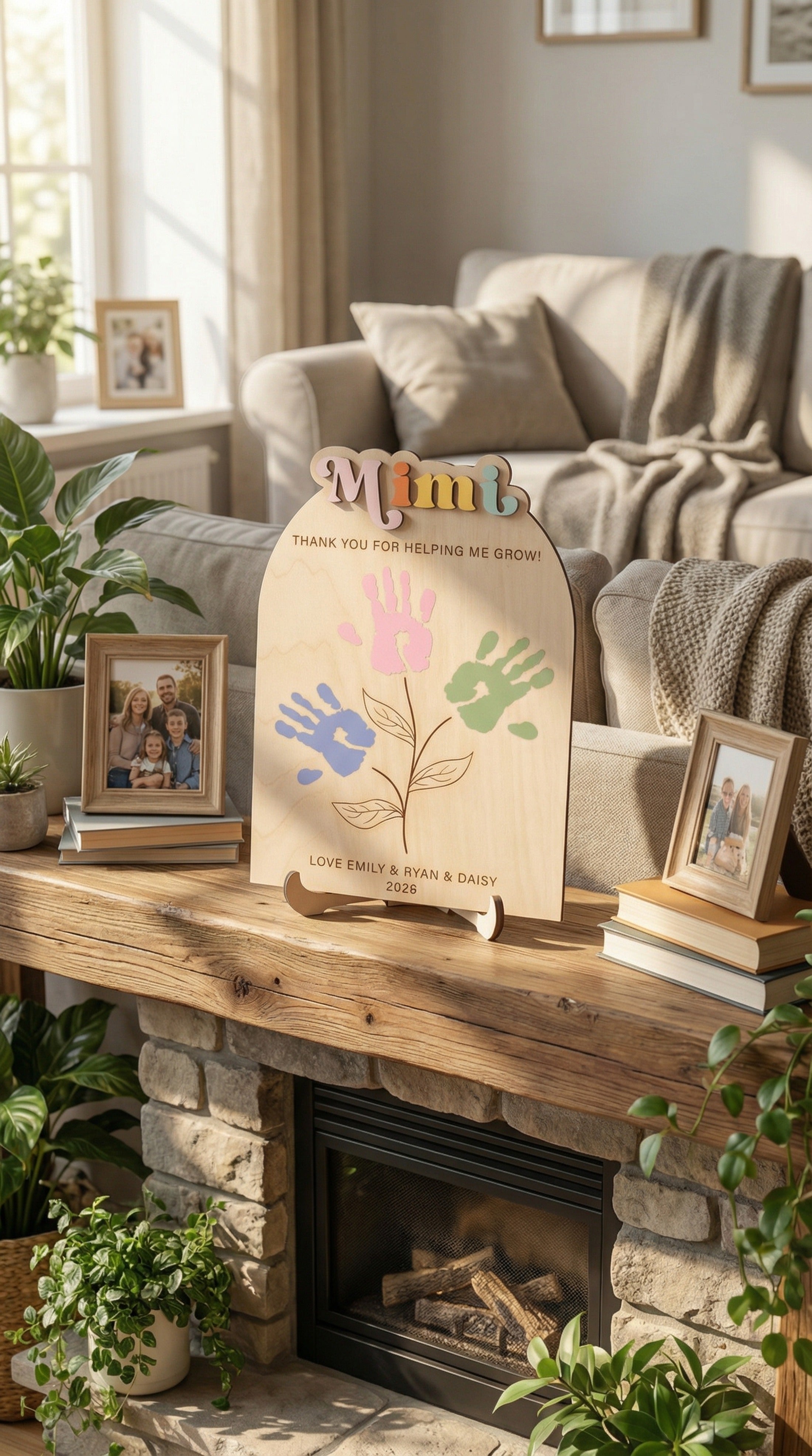 Wooden Mother's Day Handprint Gift Sign for New Mom Gift D56