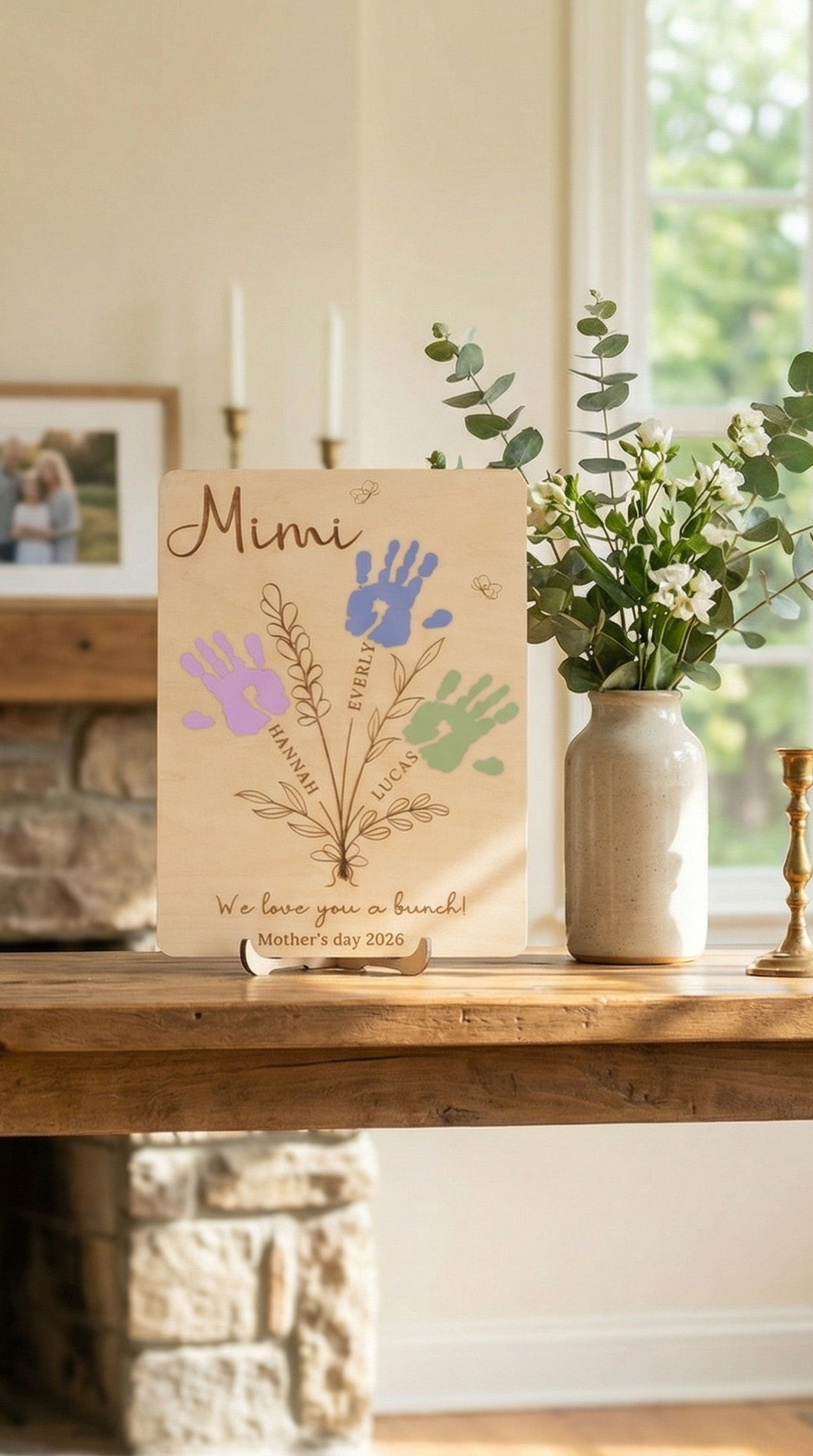 Wooden Mother's Day Handprint Gift Sign for First Mothers Day Gift D57