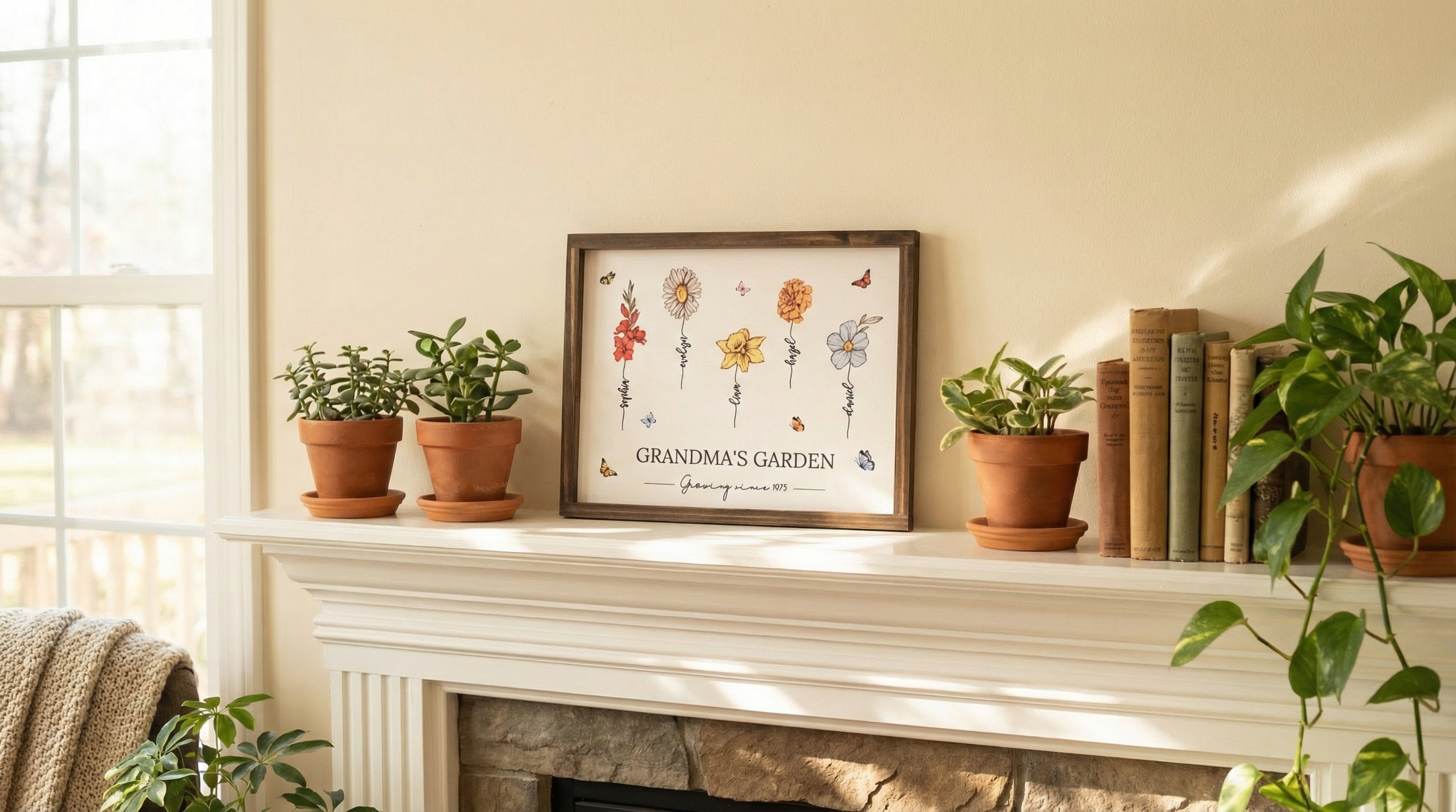 Personalized Wooden Family Flower Garden Sign for Family Name Sign and Flower Decor E90