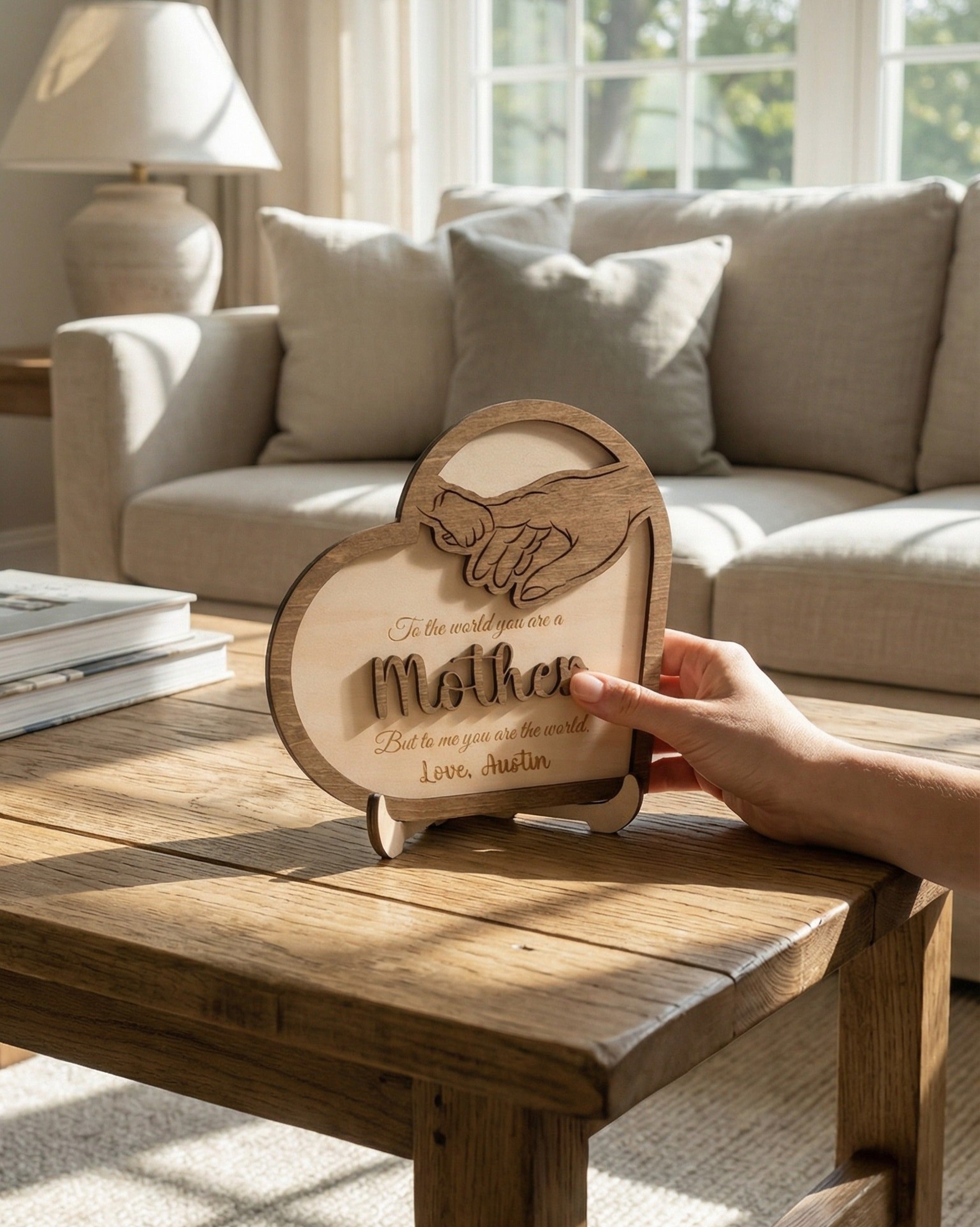 Wooden Mother’s Day Heart Sign Wood for Mothers Day Gift D54