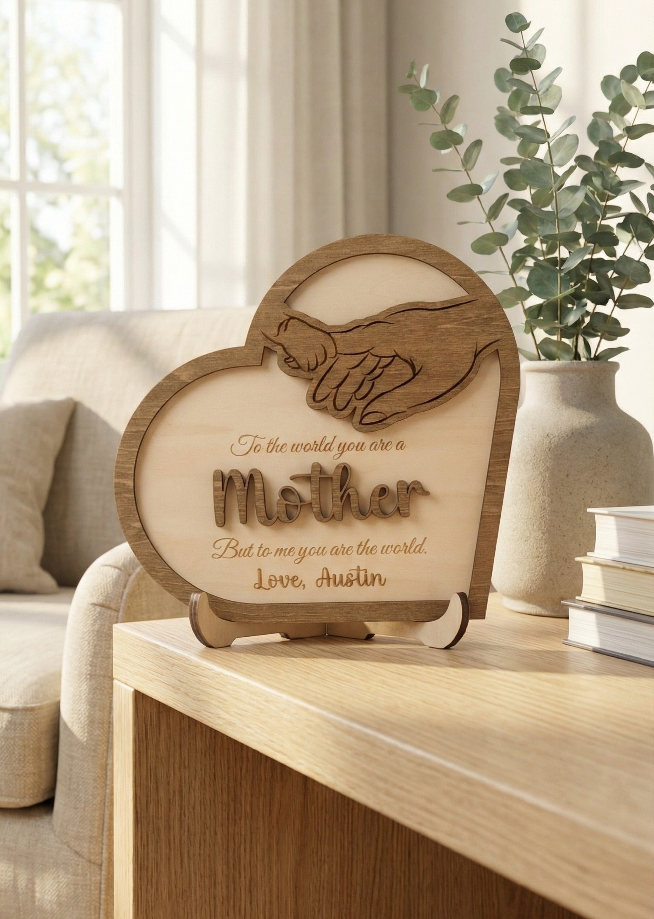 Wooden Mother’s Day Heart Sign Wood for Mothers Day Gift D54