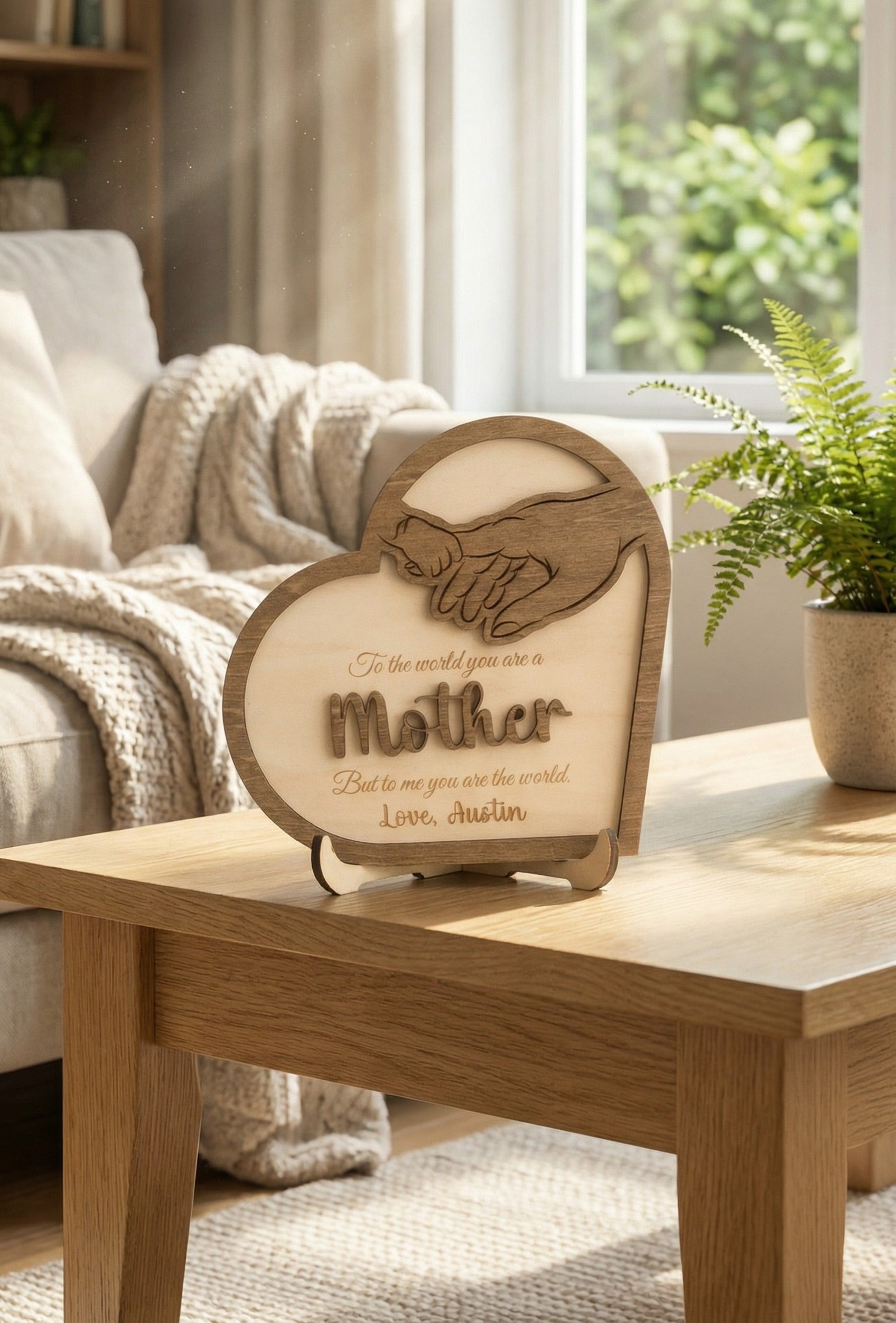 Wooden Mother’s Day Heart Sign Wood for Mothers Day Gift D54