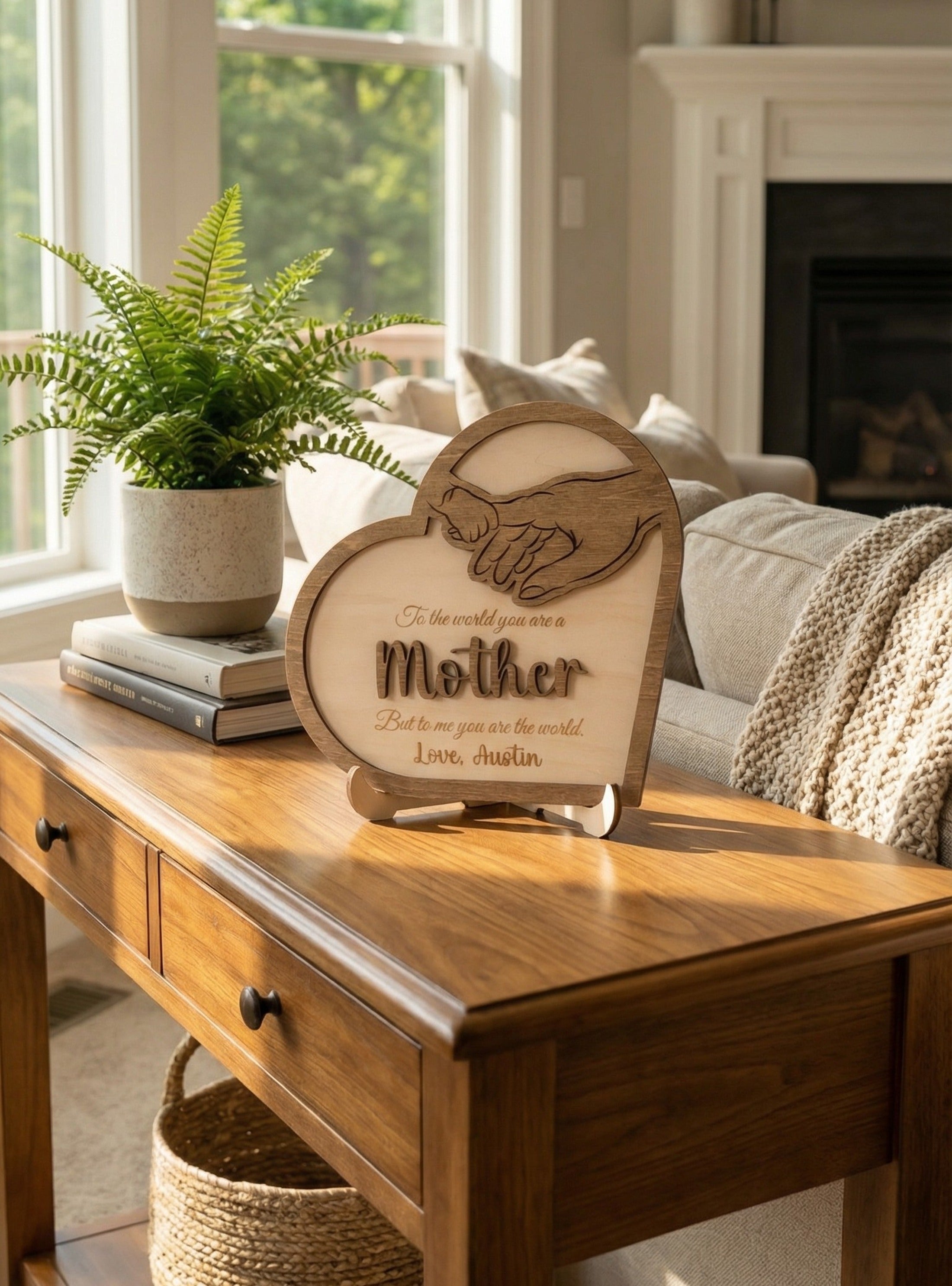 Wooden Mother’s Day Heart Sign Wood for Mothers Day Gift D54