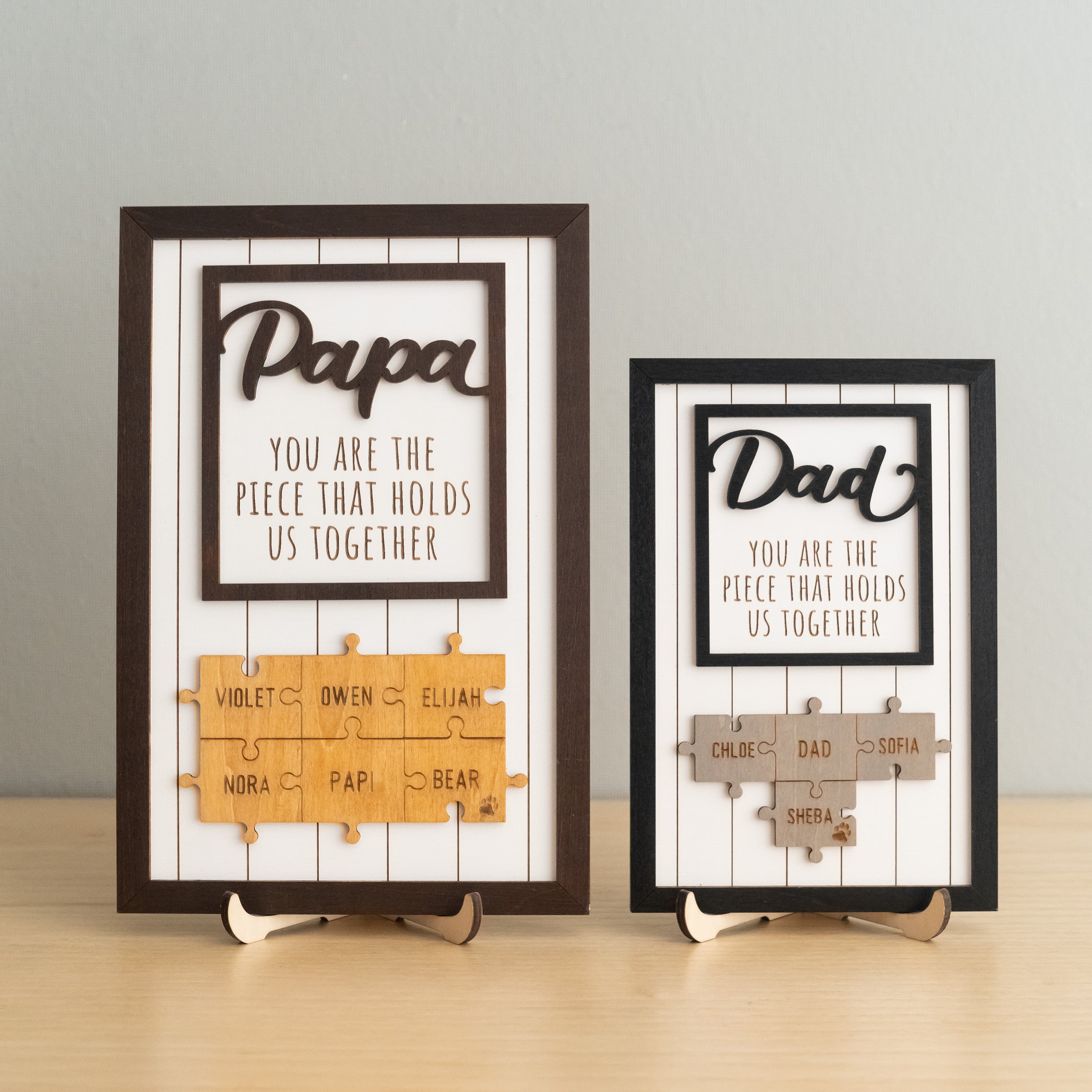 Personalized Wooden Puzzle Frame for Dad Unique Family Gift Y76