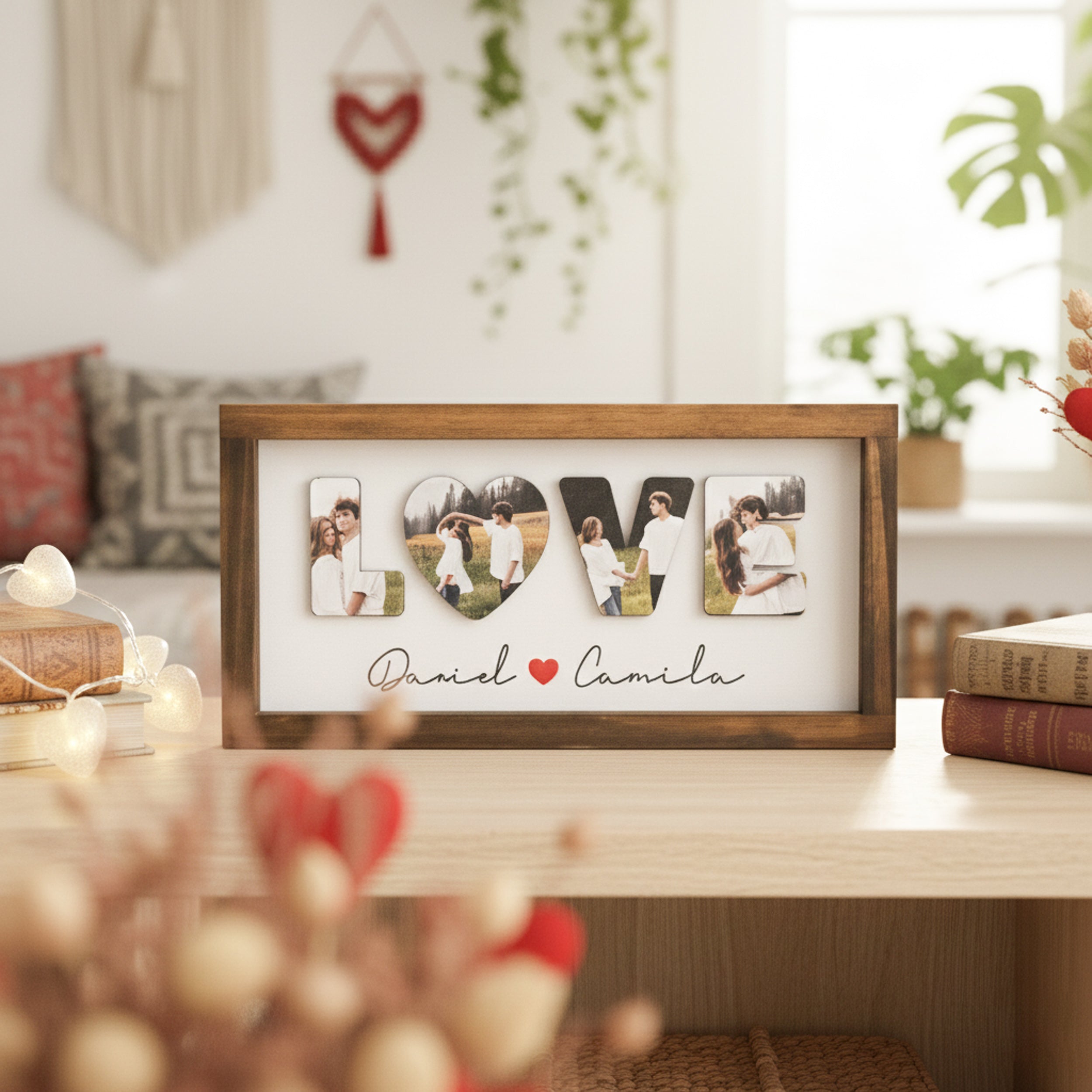 Custom Couple Name Wooden Sign Couple Photo Wall Decor and Rustic Wooden Photo Decor for Wedding Couple Gift Y33
